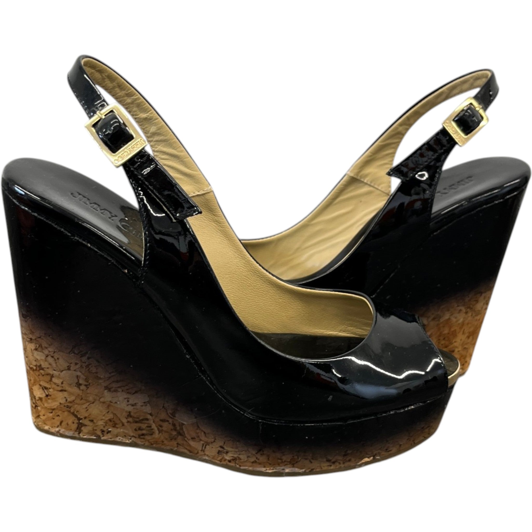 Women's Slingback Wedge Heels Black Size EU 35 / UK 2