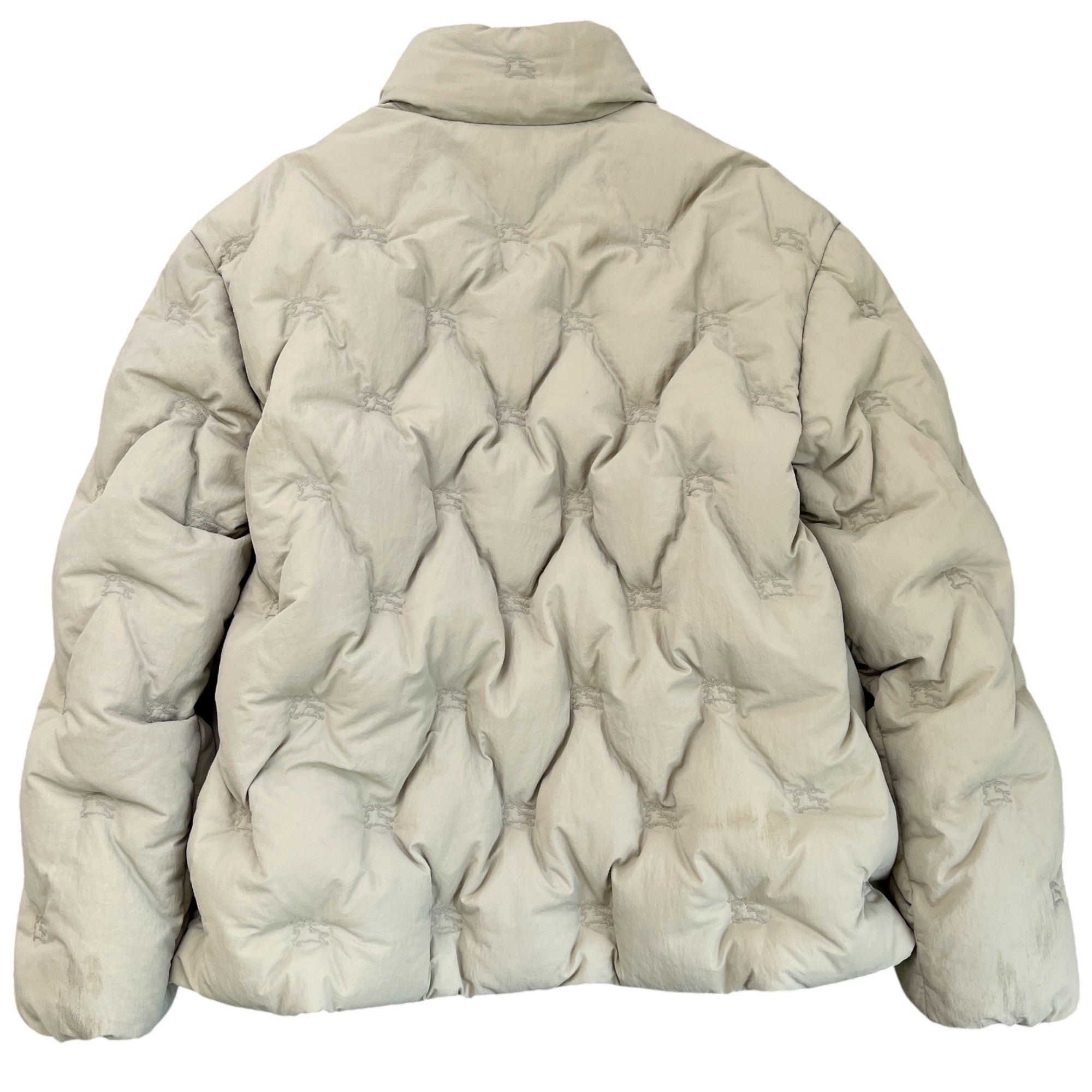 Men's Embroidered Logo Down Jacket Beige Size L