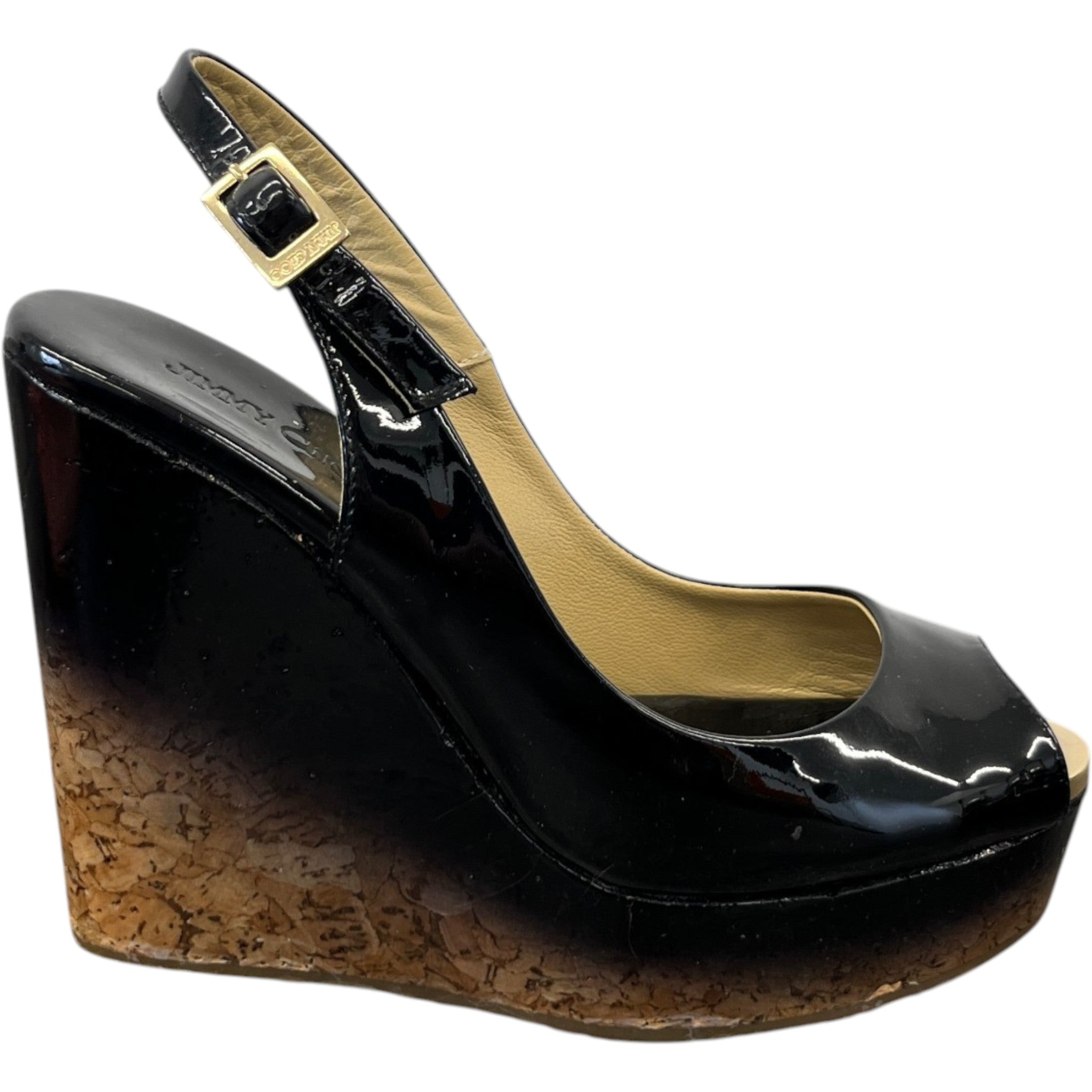Women's Slingback Wedge Heels Black Size EU 35 / UK 2