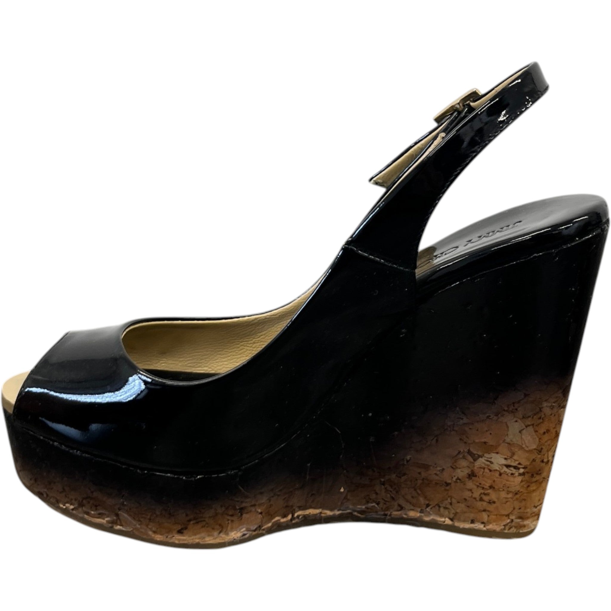 Women's Slingback Wedge Heels Black Size EU 35 / UK 2