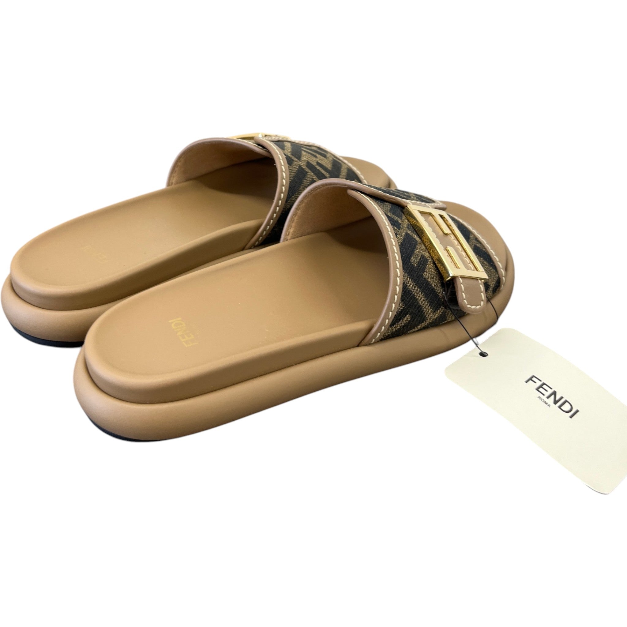 Women's Feel Ff Zucca Slides Brown Size EU 37 / UK 4