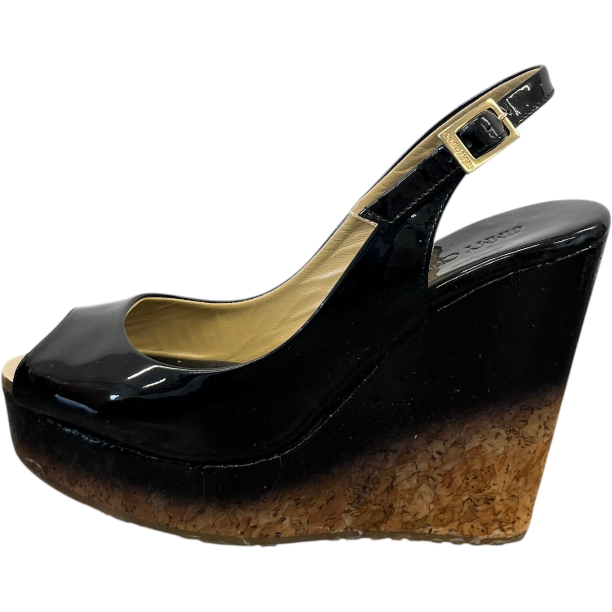 Women's Slingback Wedge Heels Black Size EU 35 / UK 2