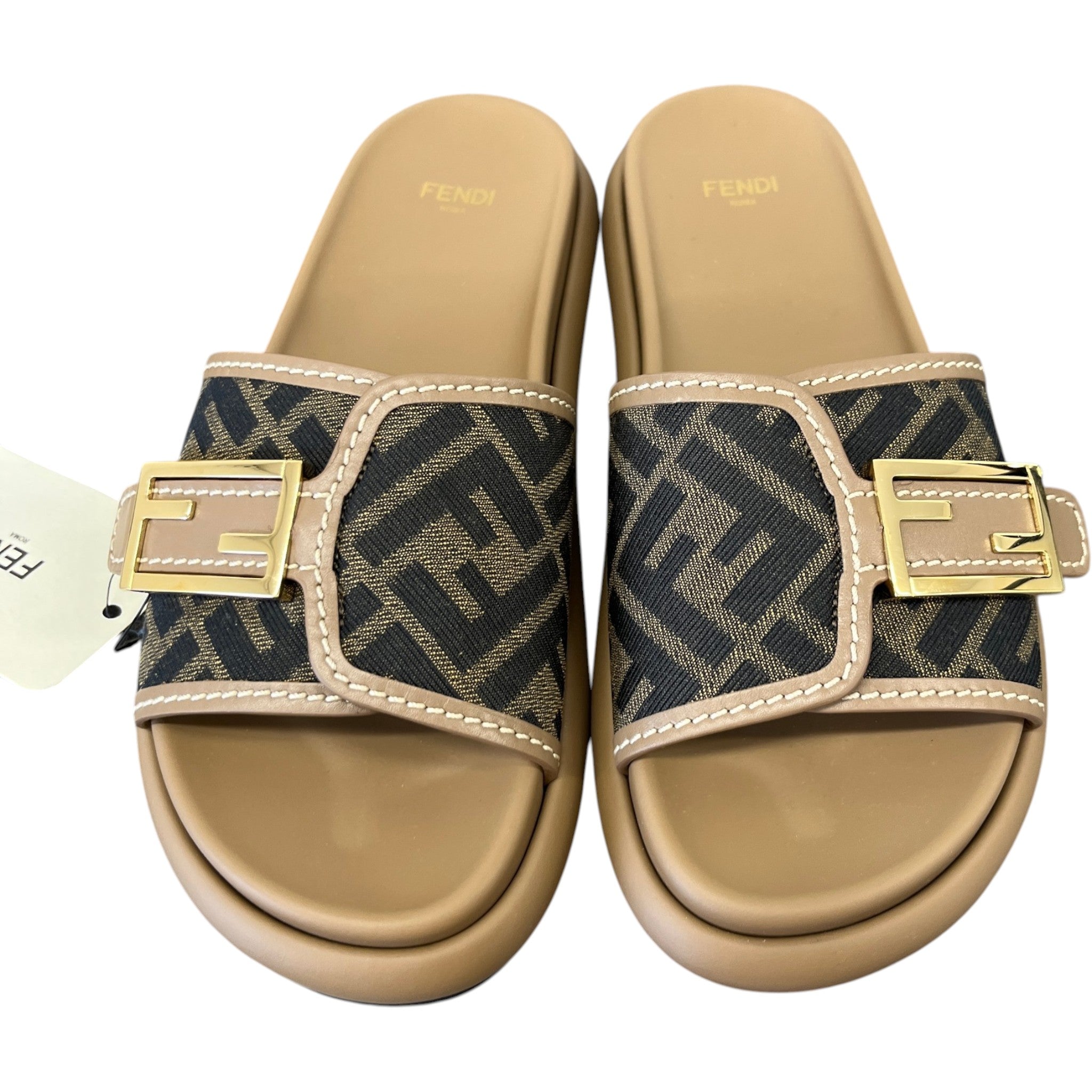 Women's Feel Ff Zucca Slides Brown Size EU 37 / UK 4