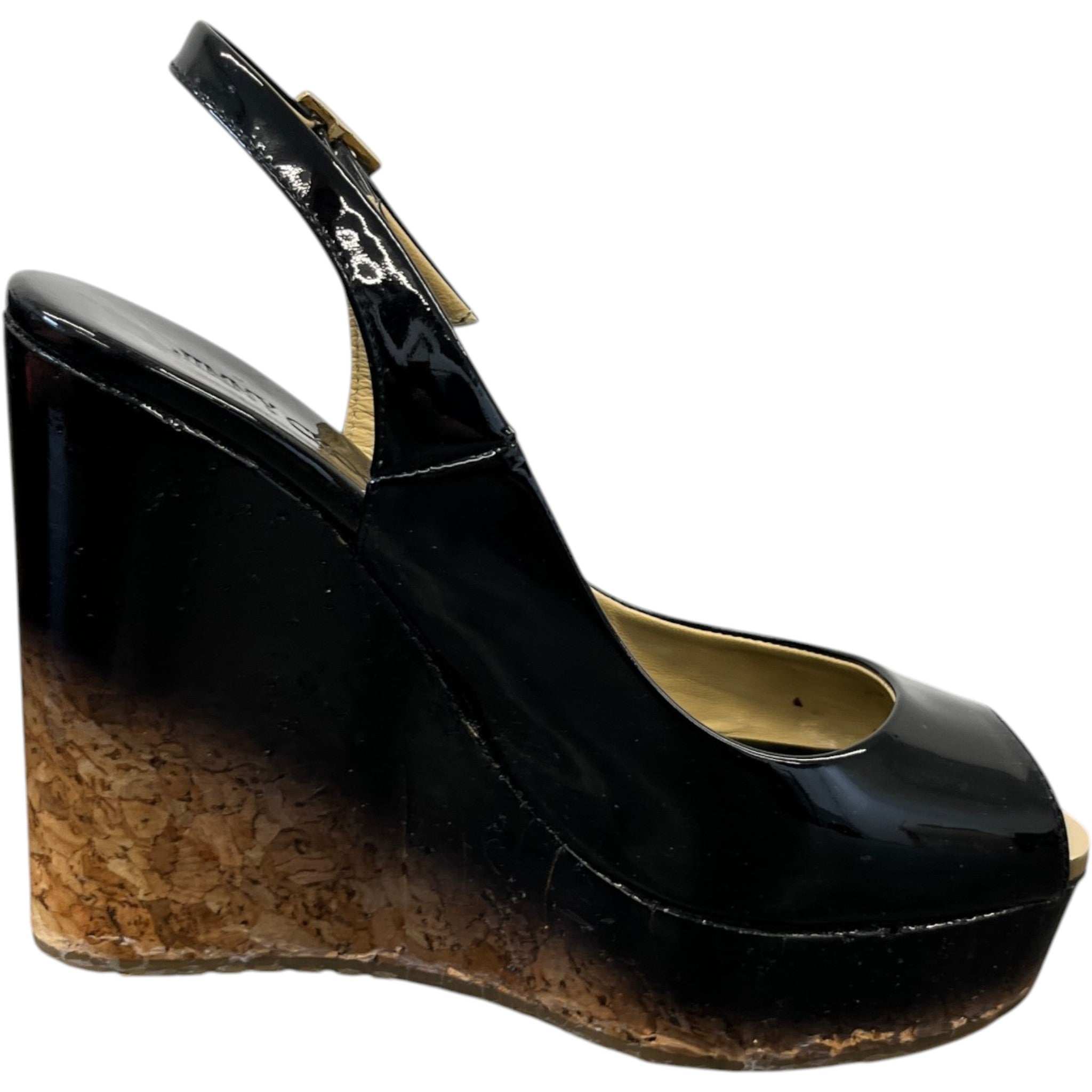Women's Slingback Wedge Heels Black Size EU 35 / UK 2