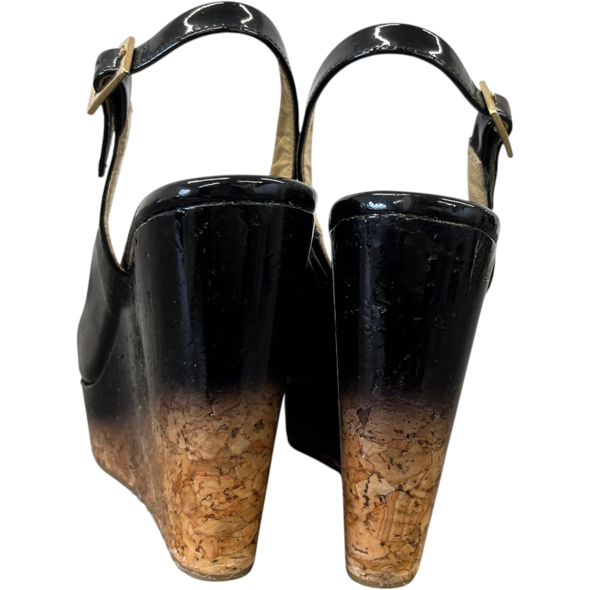 Women's Slingback Wedge Heels Black Size EU 35 / UK 2