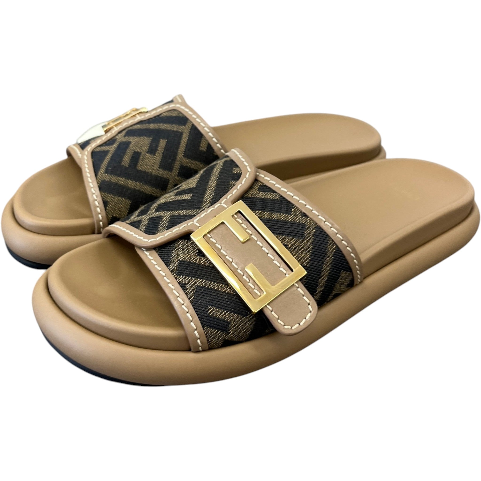 Women's Feel Ff Zucca Slides Brown Size EU 37 / UK 4