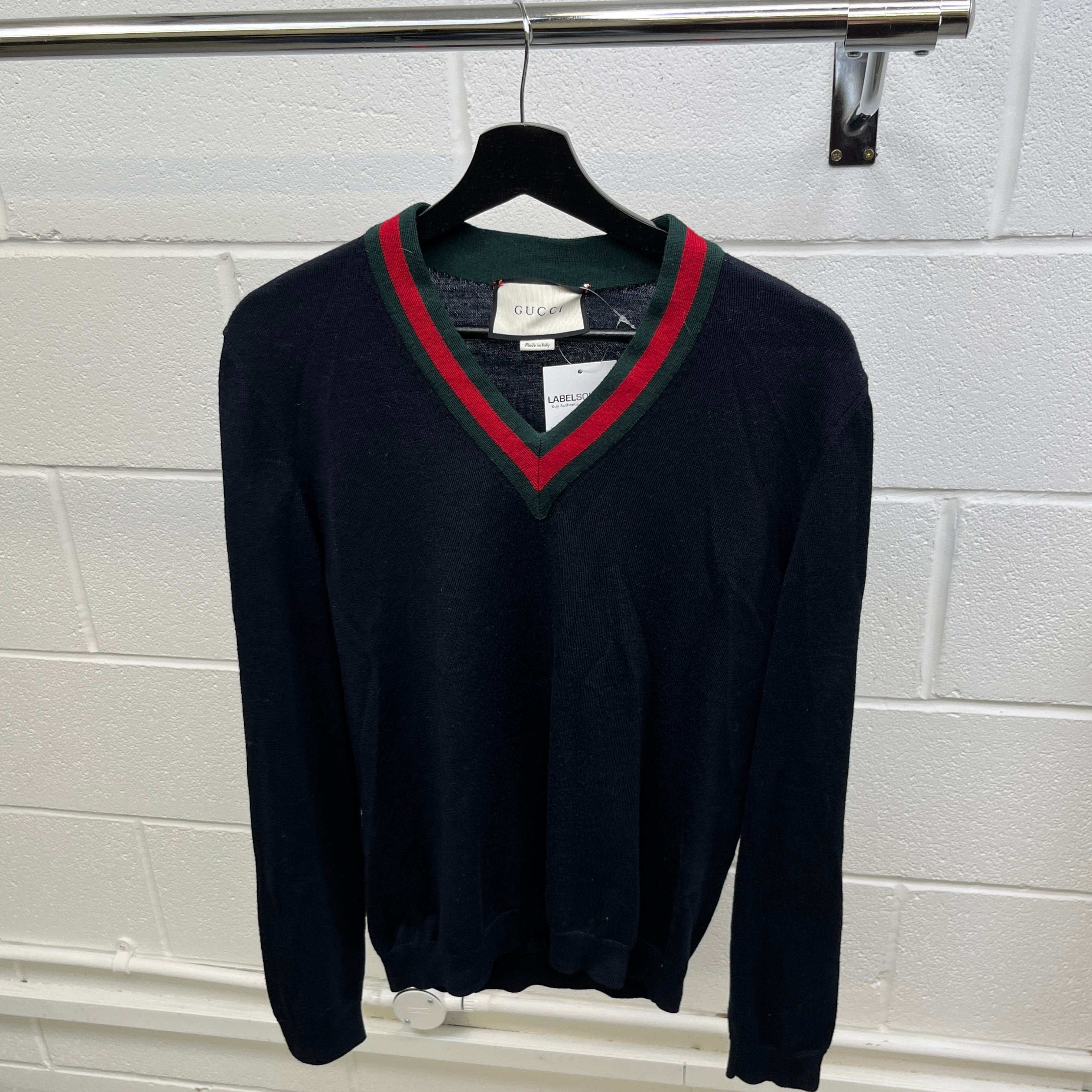 Men's Web V Neck Jumper Navy Size S