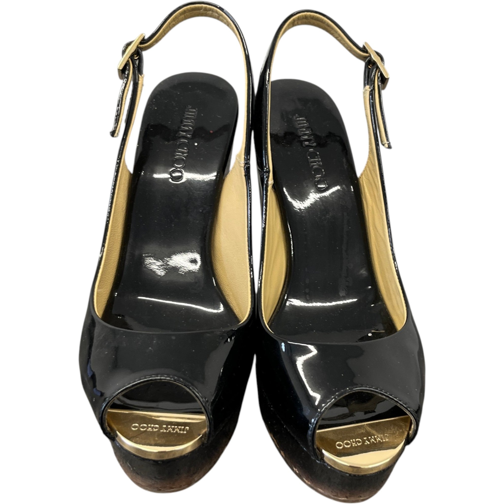 Women's Slingback Wedge Heels Black Size EU 35 / UK 2