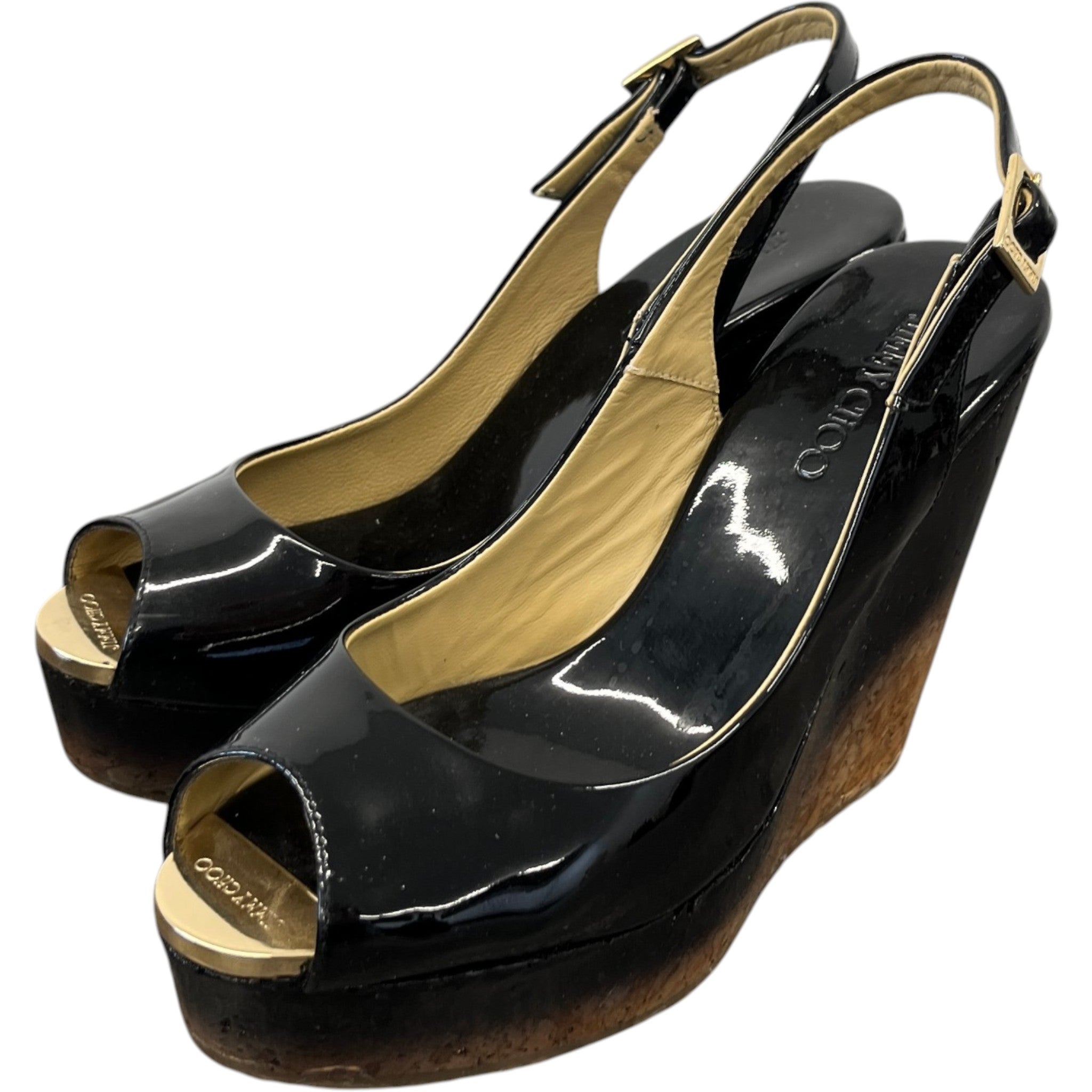 Women's Slingback Wedge Heels Black Size EU 35 / UK 2