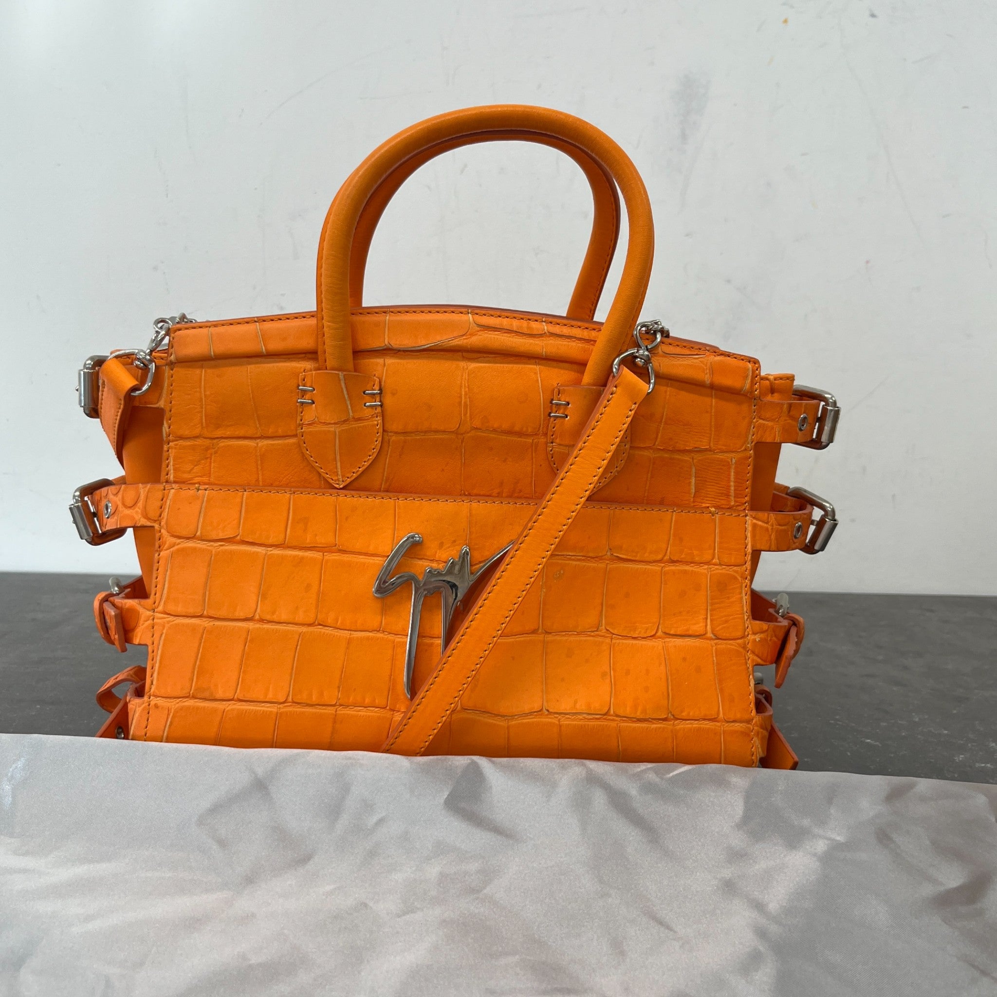 Women's G17 Croc Embossed Handbag Orange