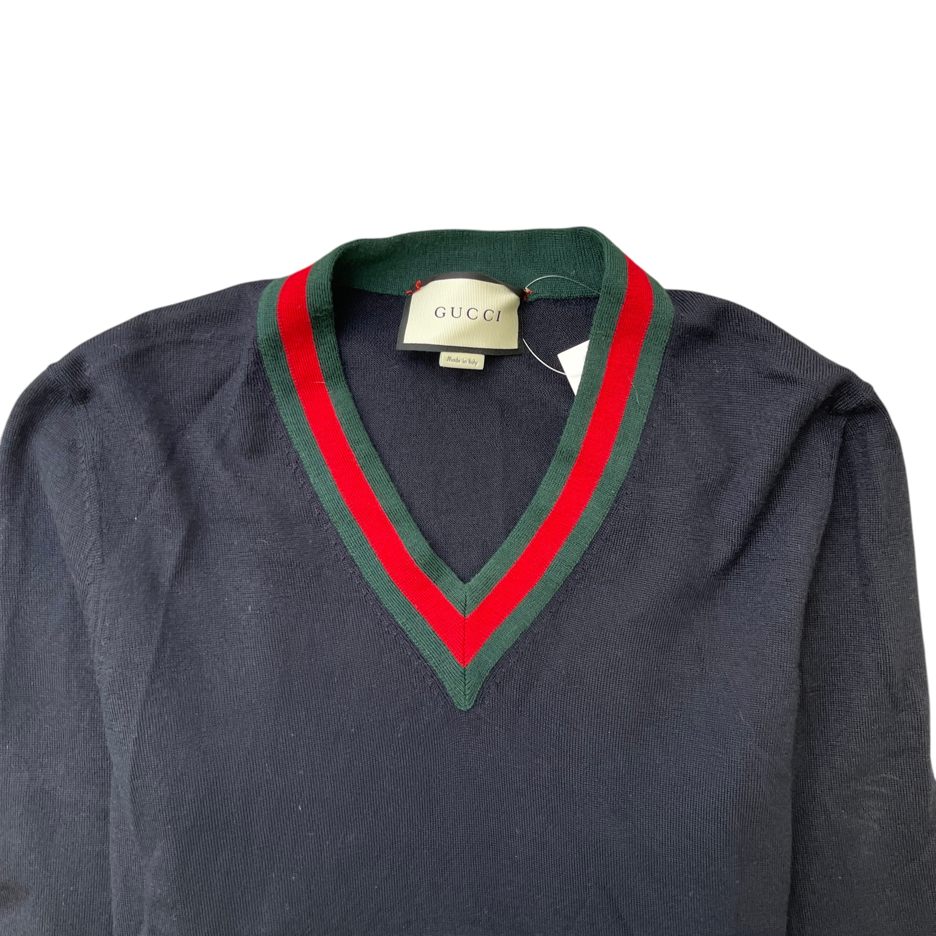 Men's Web V Neck Jumper Navy Size S