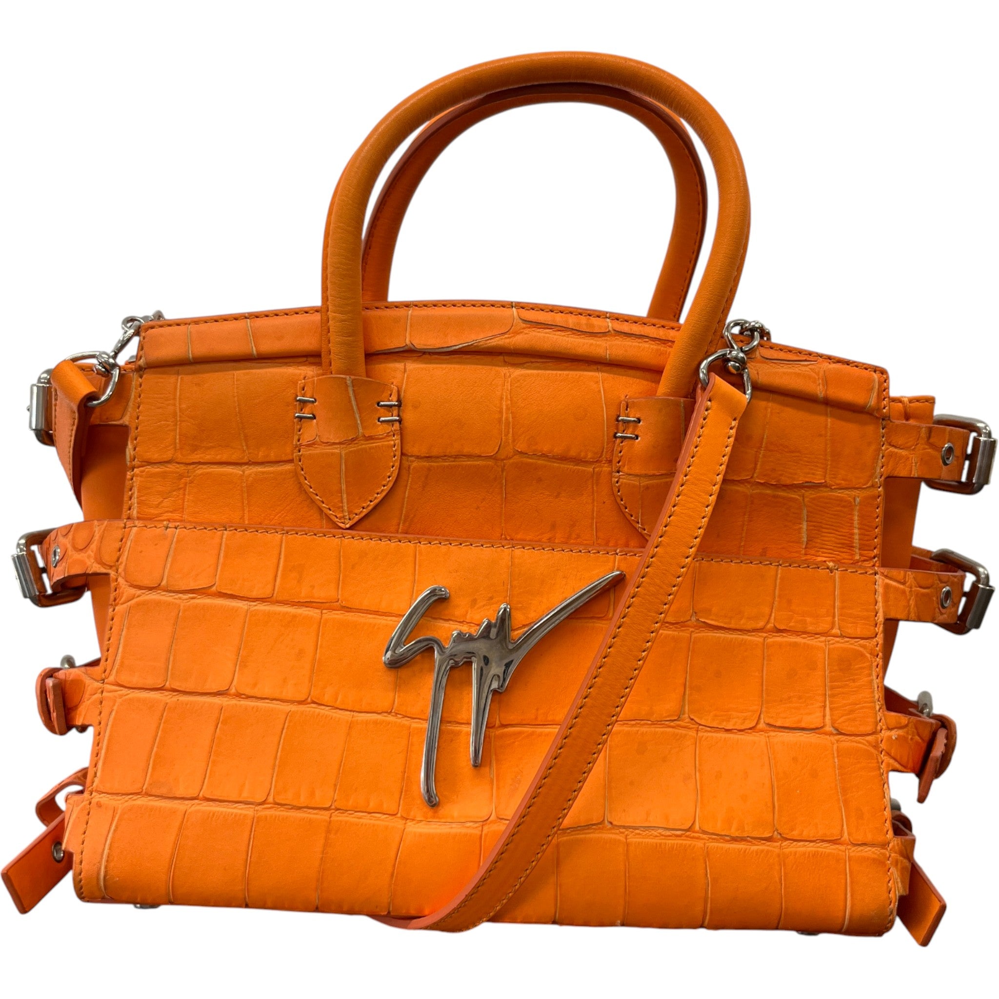 Women's G17 Croc Embossed Handbag Orange