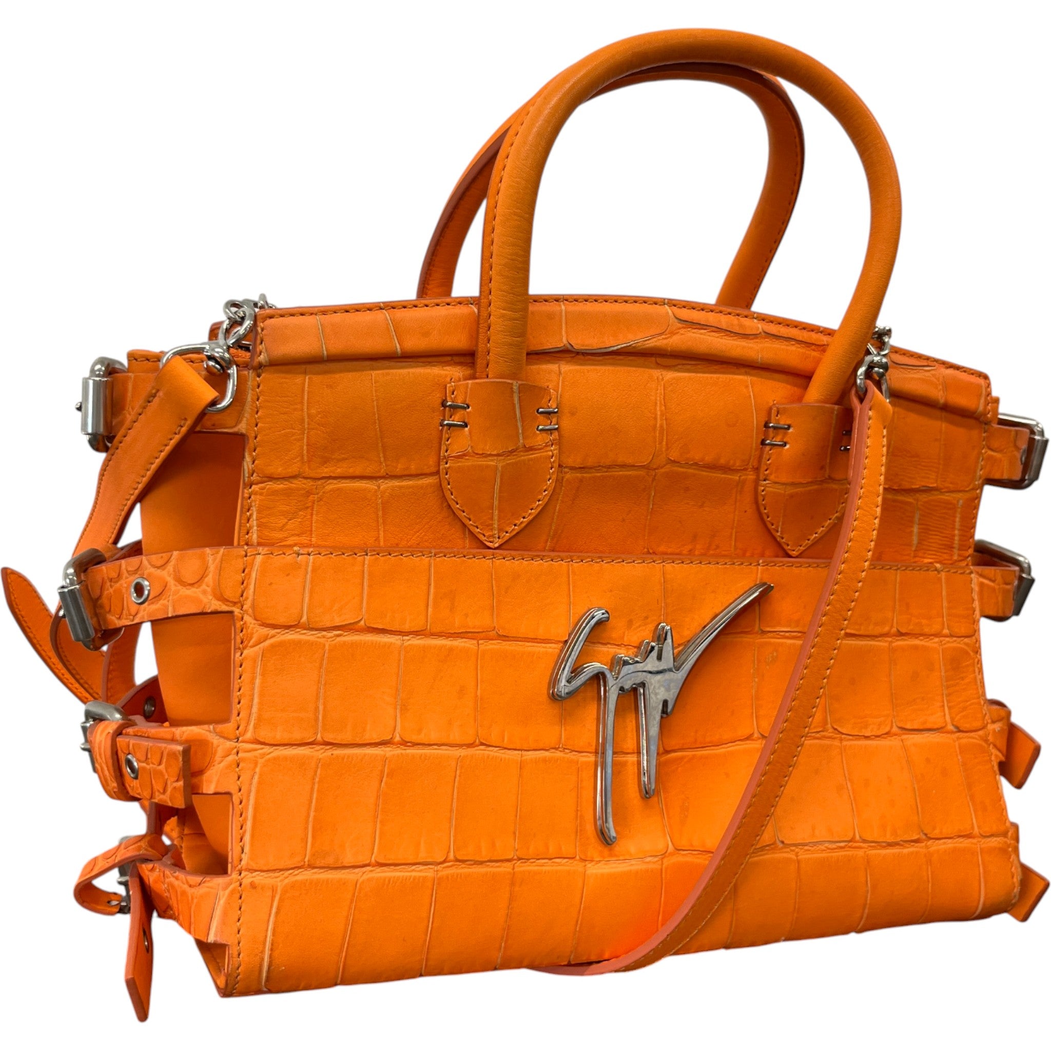Women's G17 Croc Embossed Handbag Orange