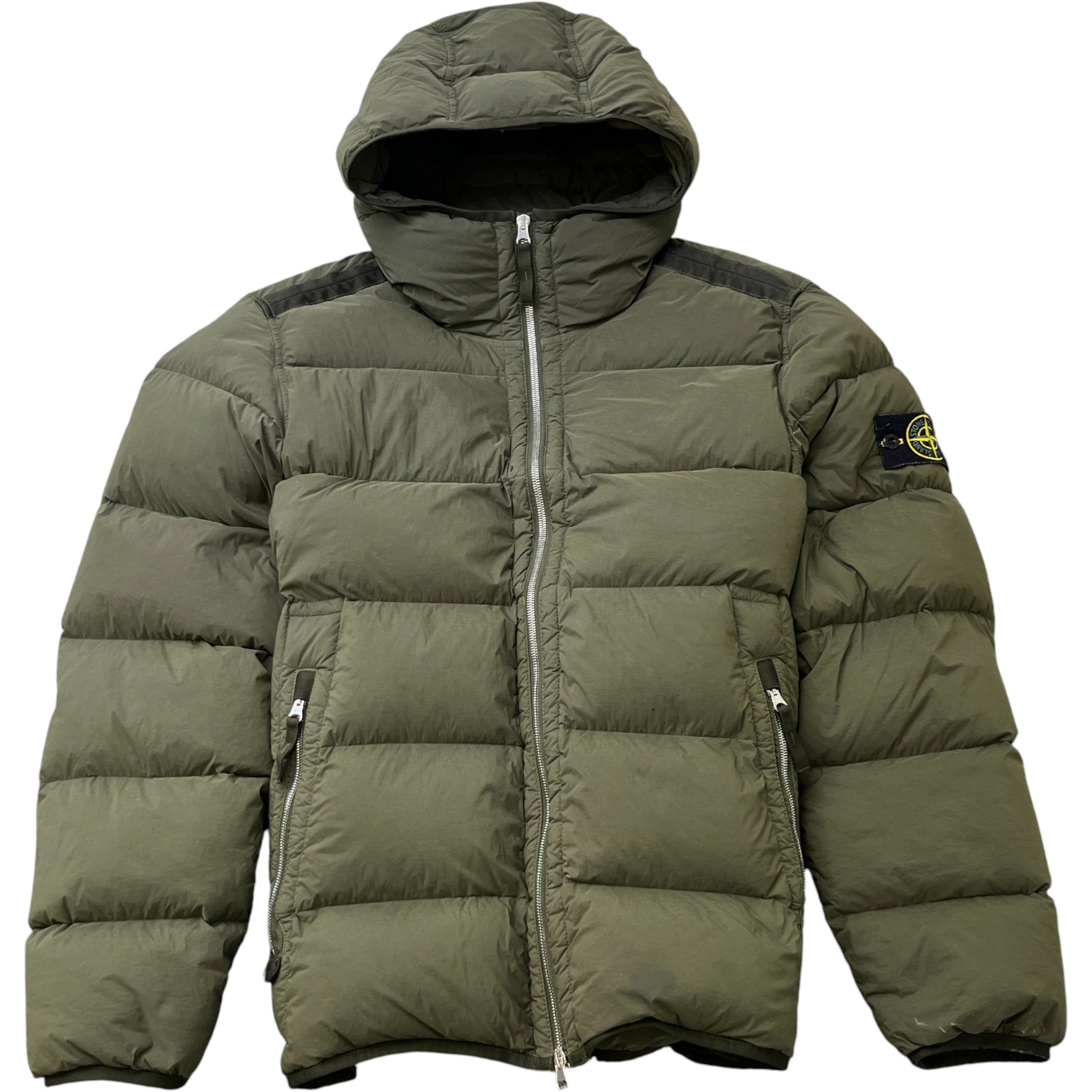 Men's Seamless Tunnel Nylon Down Jacket Khaki Size L