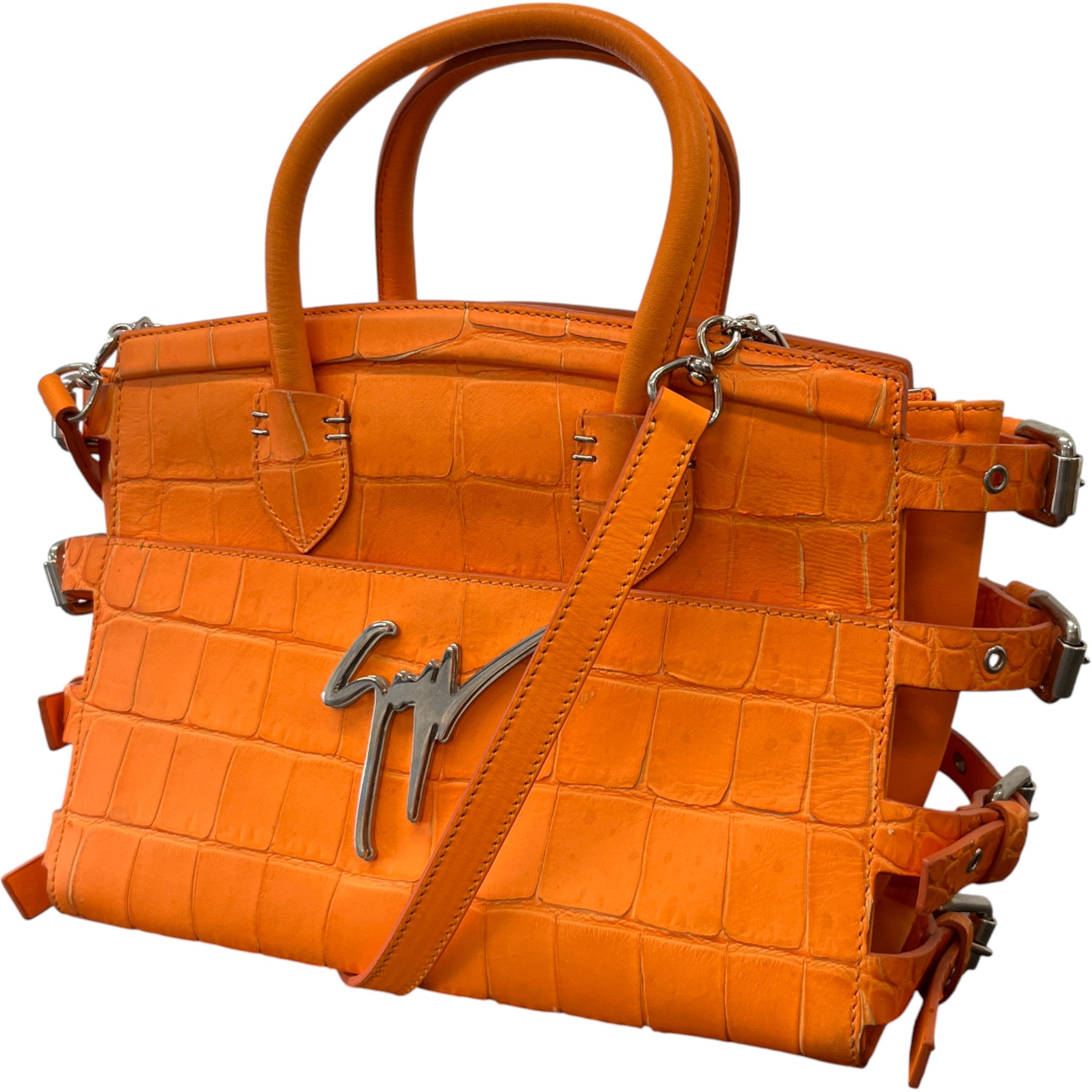 Women's G17 Croc Embossed Handbag Orange
