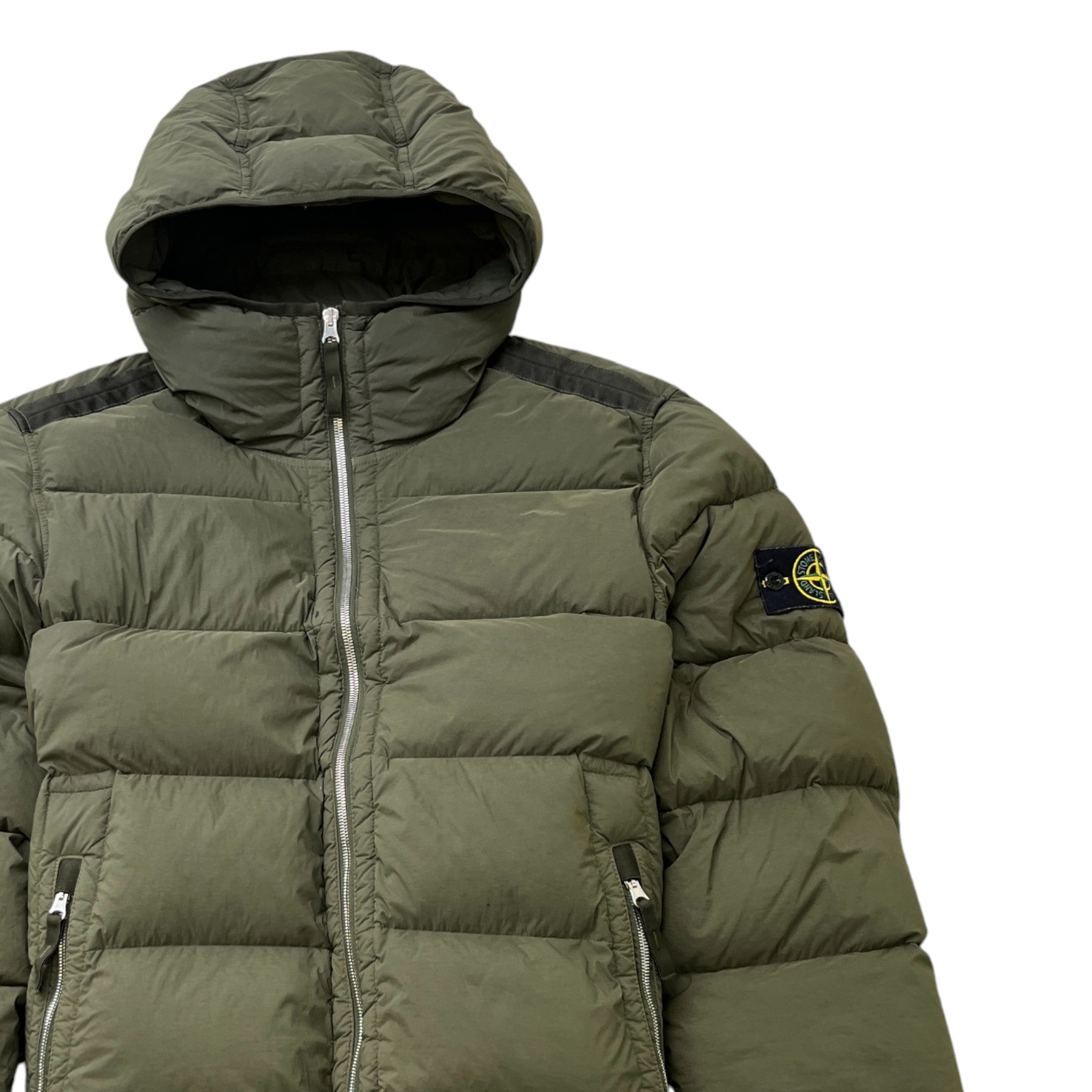 Men's Seamless Tunnel Nylon Down Jacket Khaki Size L