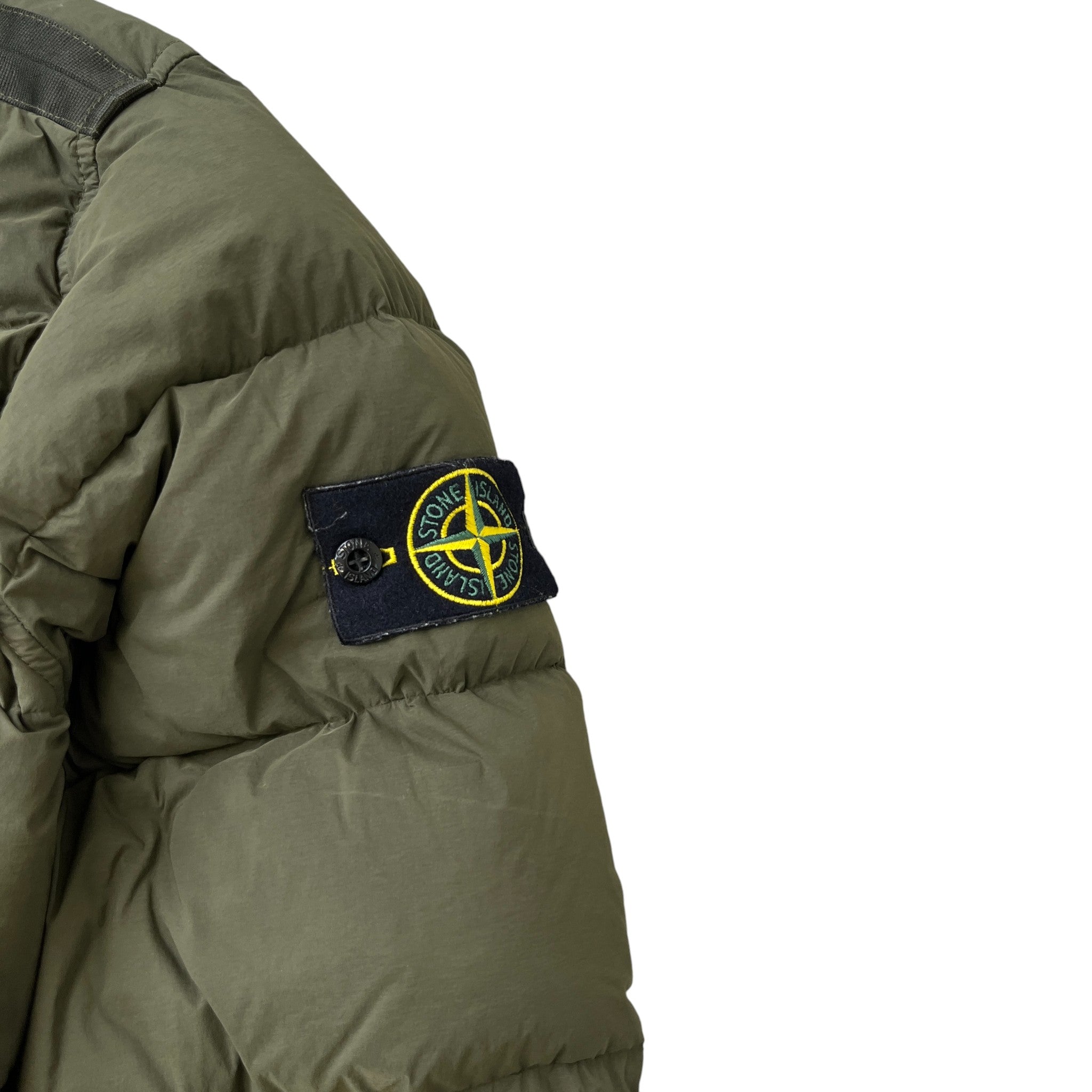 Men's Seamless Tunnel Nylon Down Jacket Khaki Size L