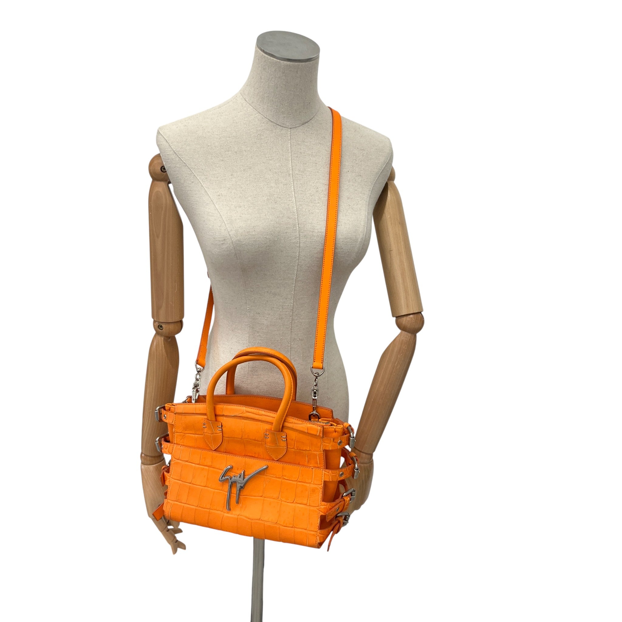 Women's G17 Croc Embossed Handbag Orange