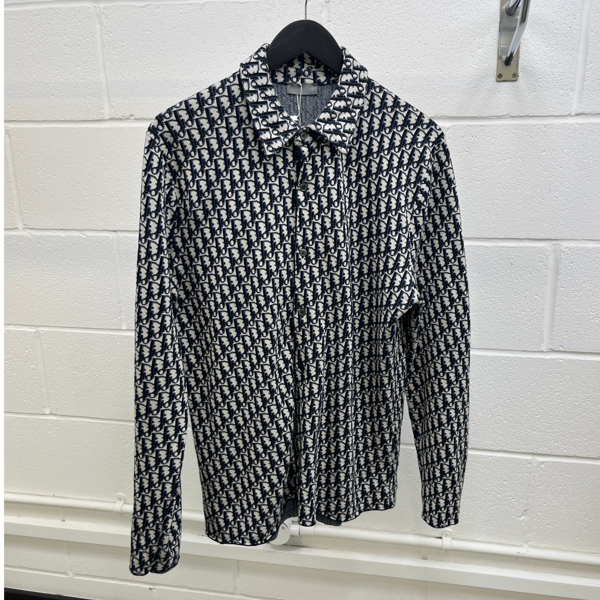 Men's Oblique Jacquard OverShirt Navy Size M