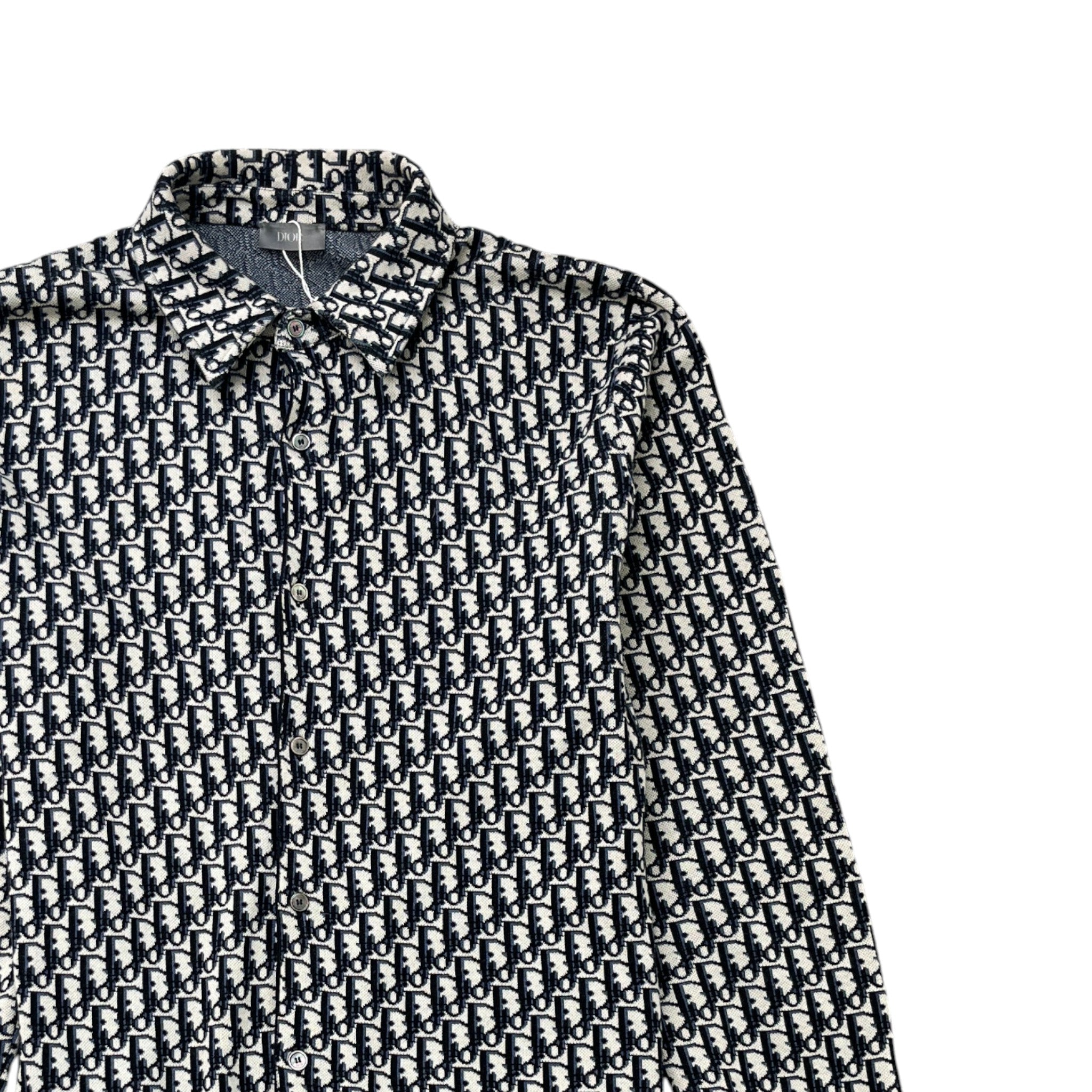 Men's Oblique Jacquard OverShirt Navy Size M