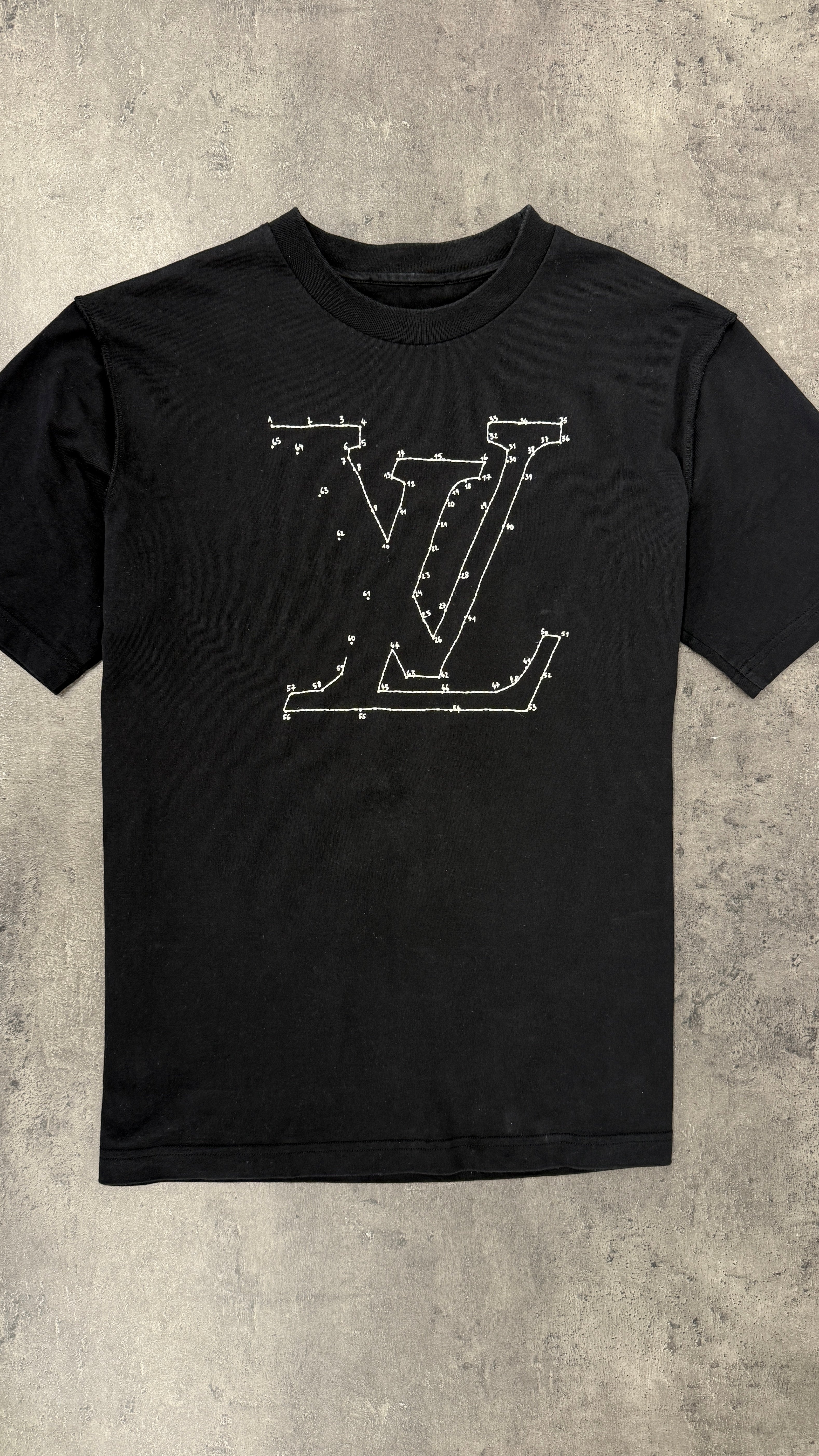 Men's Lv Stitch T-Shirt Black Size L