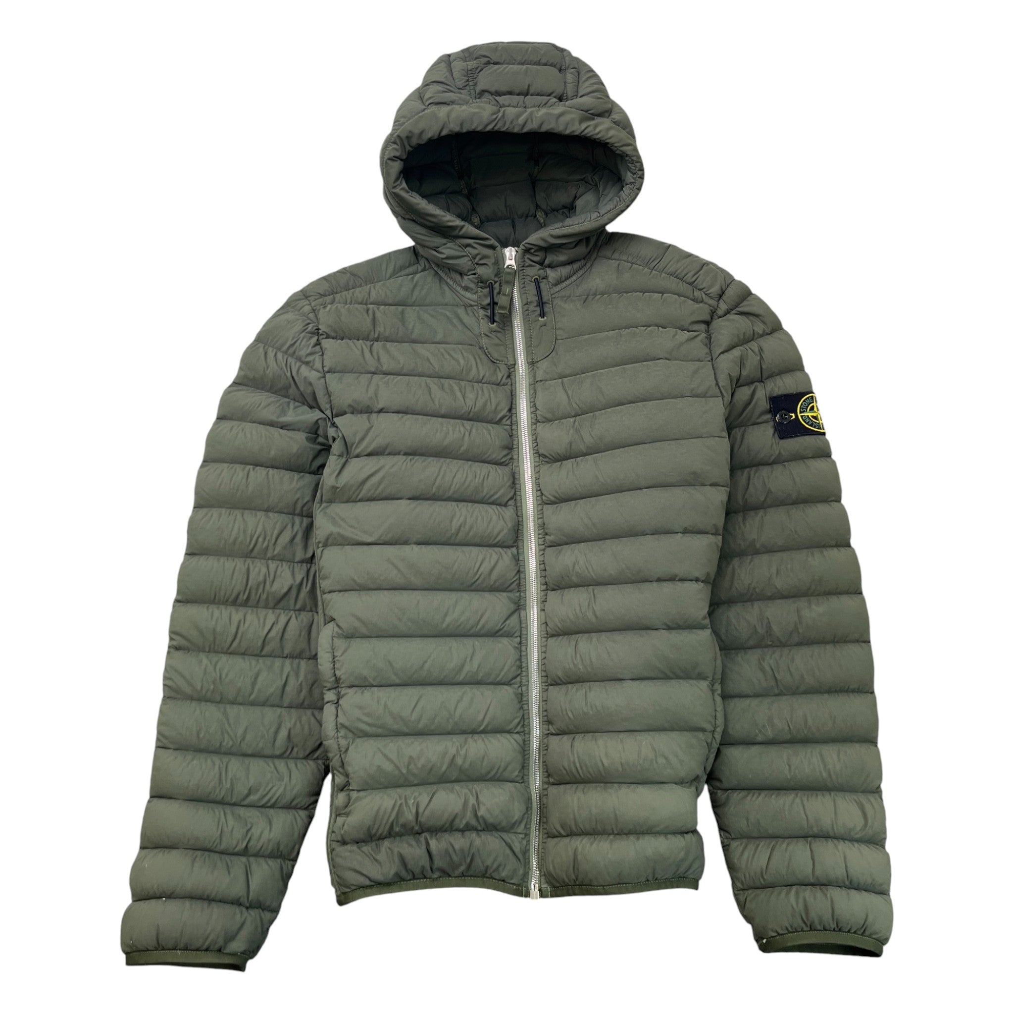 Men's Applique Logo Down Jacket Khaki Size S