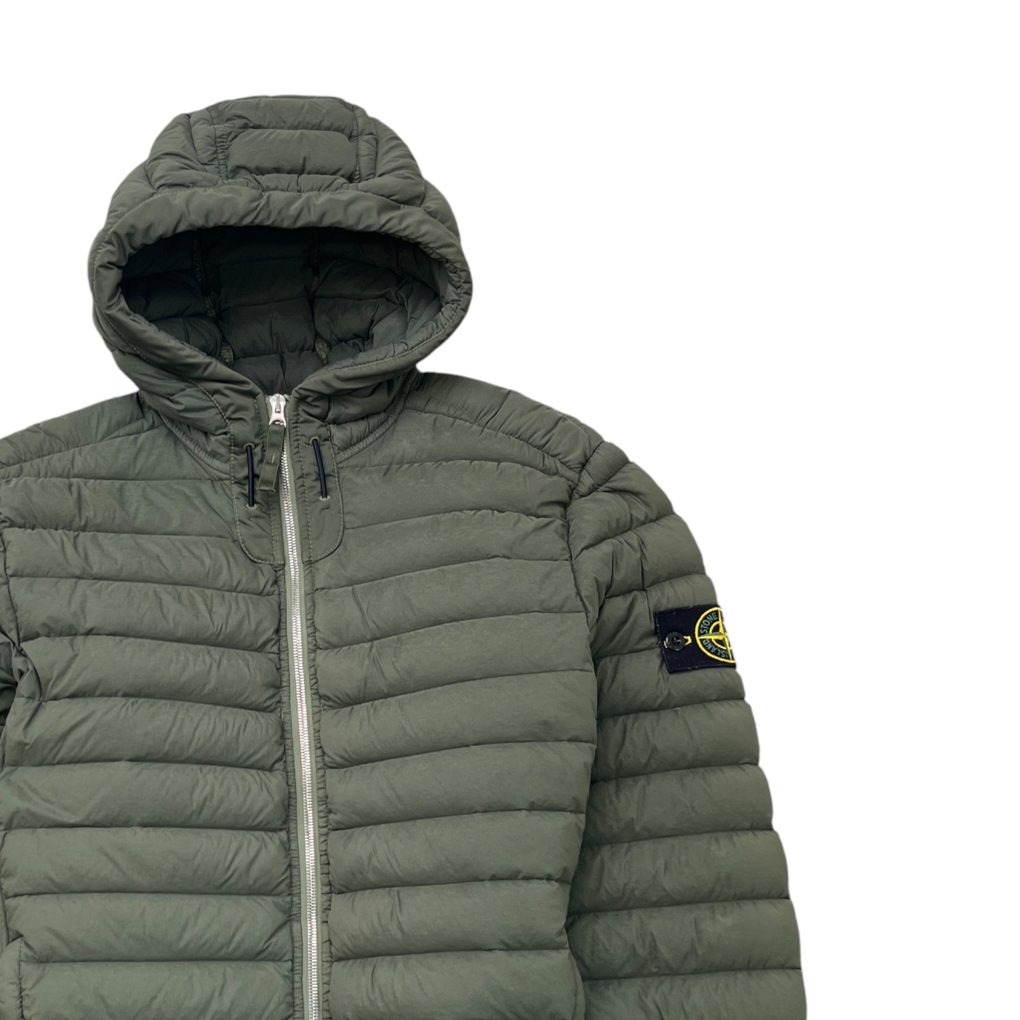 Men's Applique Logo Down Jacket Khaki Size S