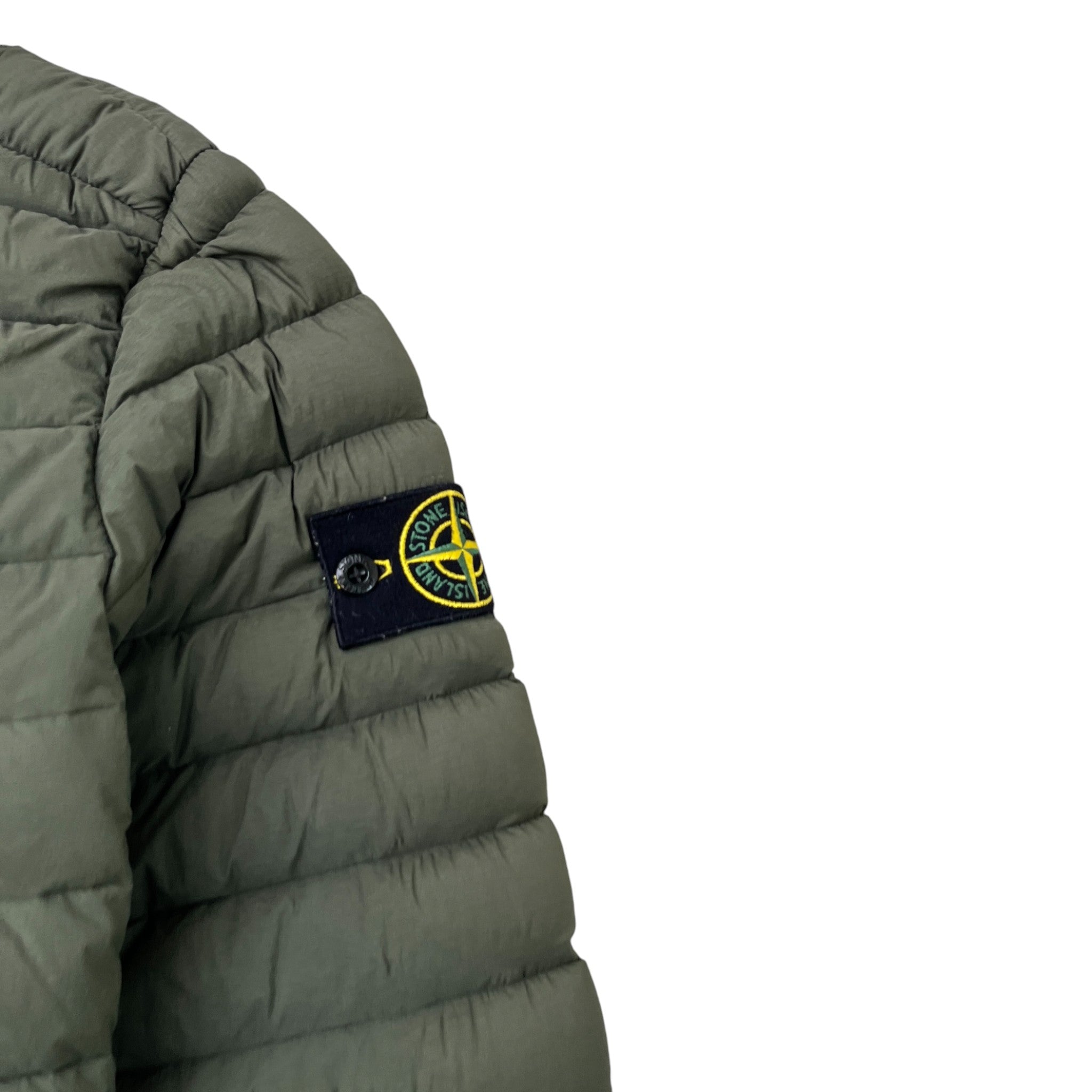 Men's Applique Logo Down Jacket Khaki Size S