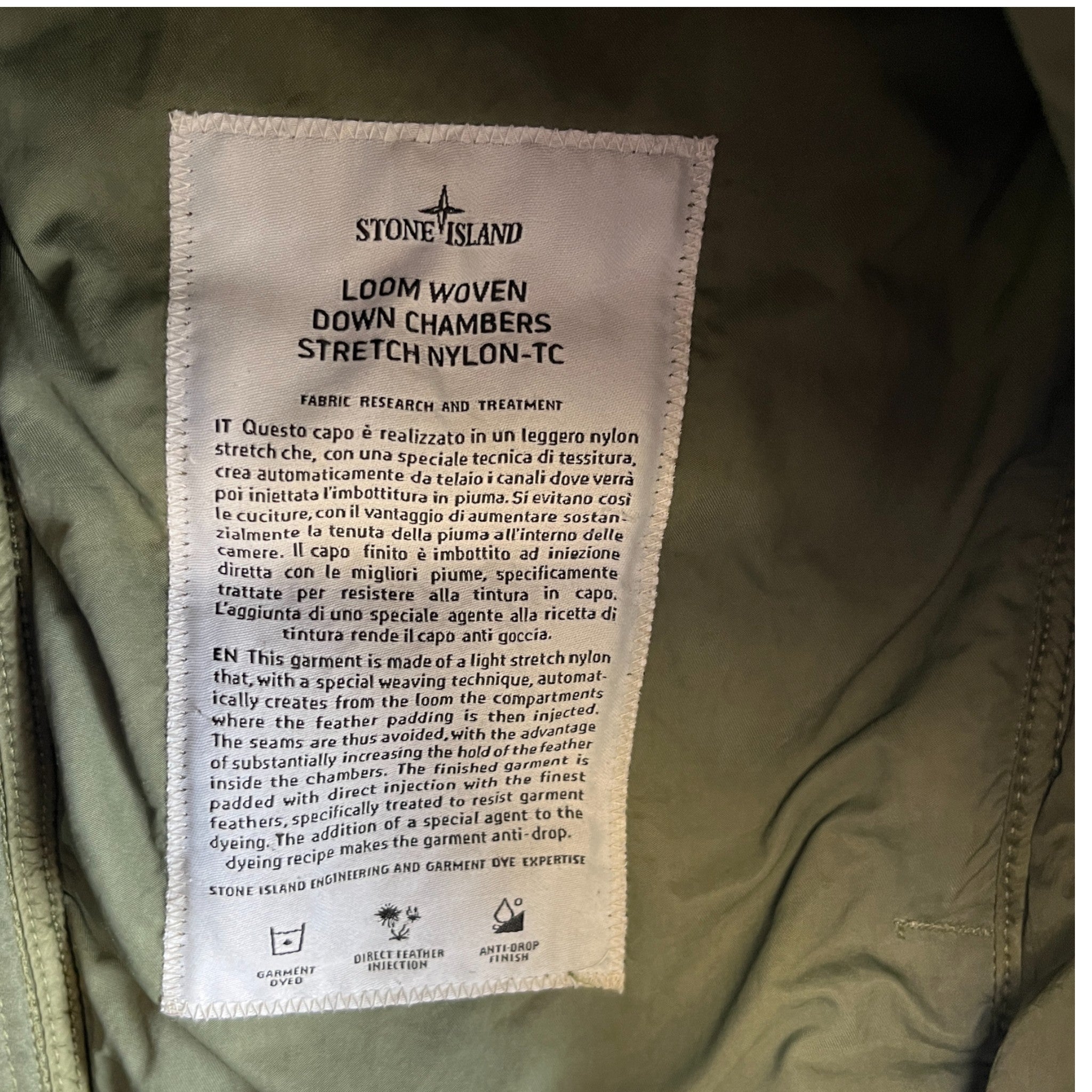 Men's Applique Logo Down Jacket Khaki Size S