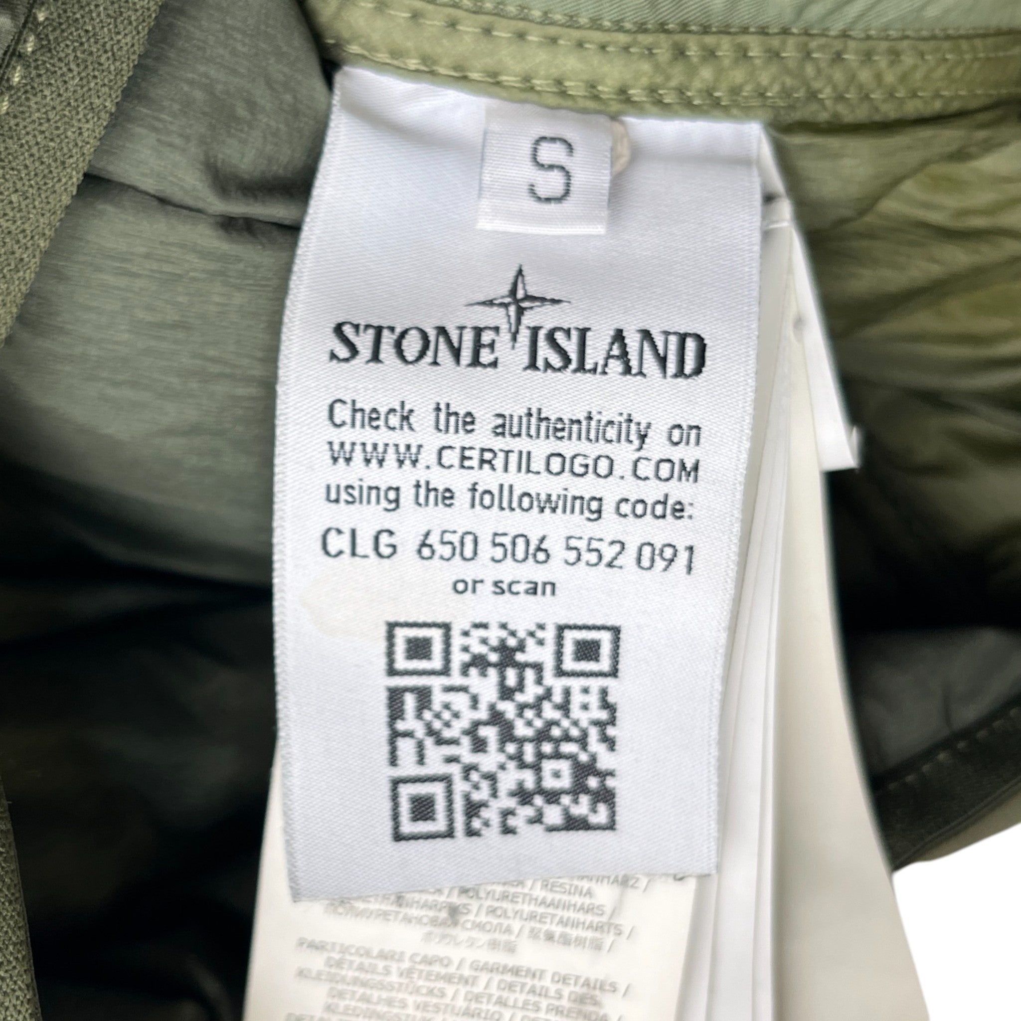 Men's Applique Logo Down Jacket Khaki Size S