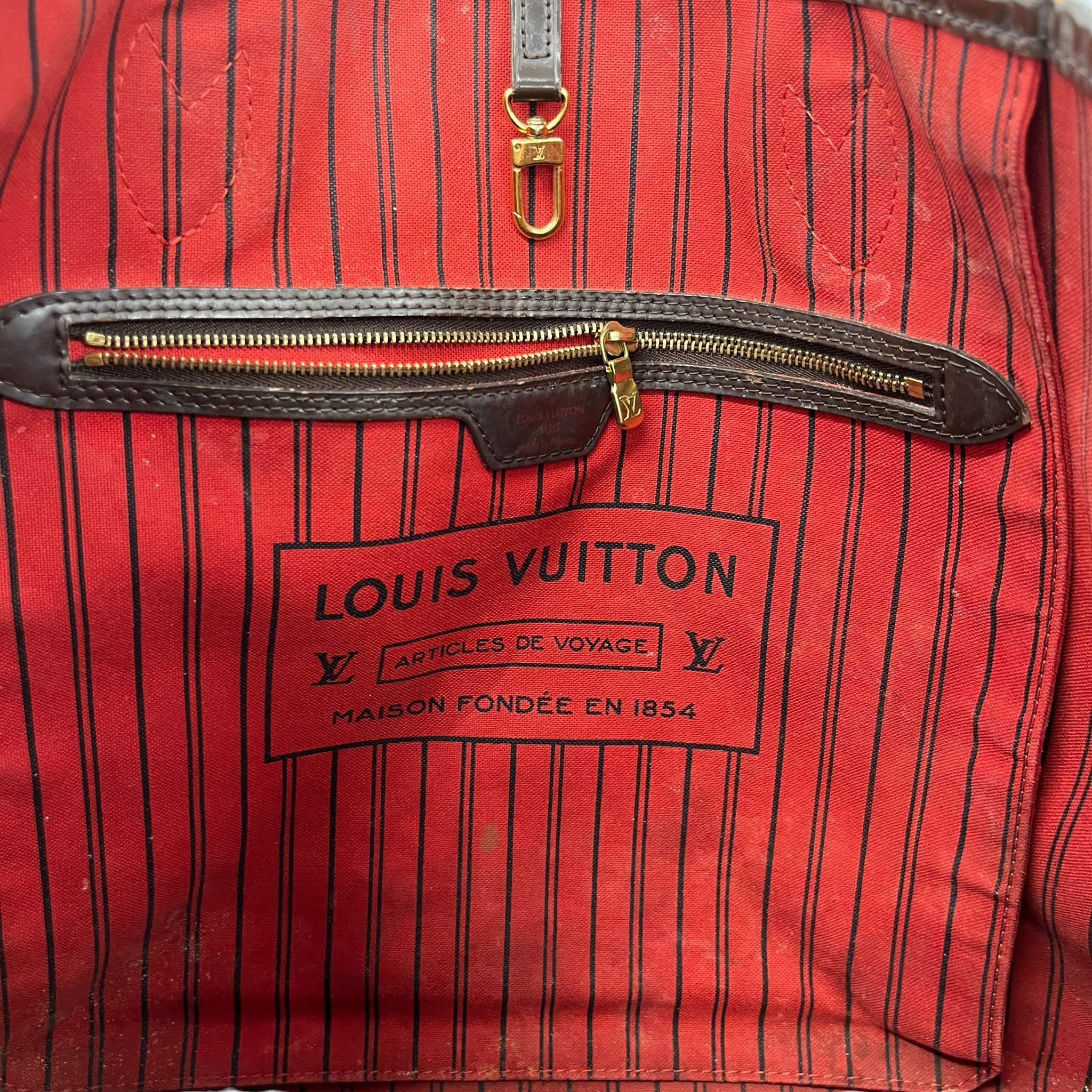 Women's Damier Ebene Neverfull Gm Bag Brown