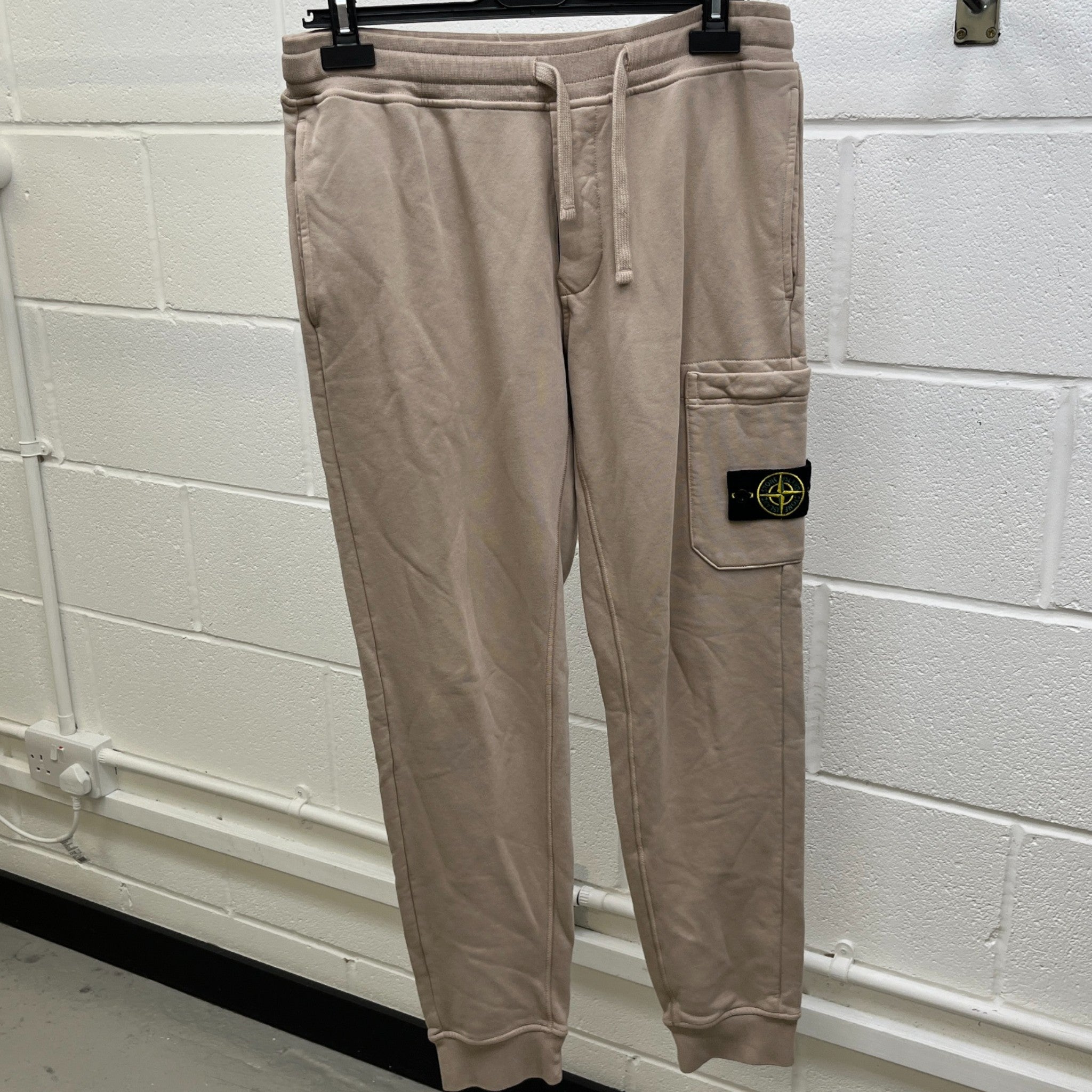 Men's Applique Logo Joggers Beige Size M