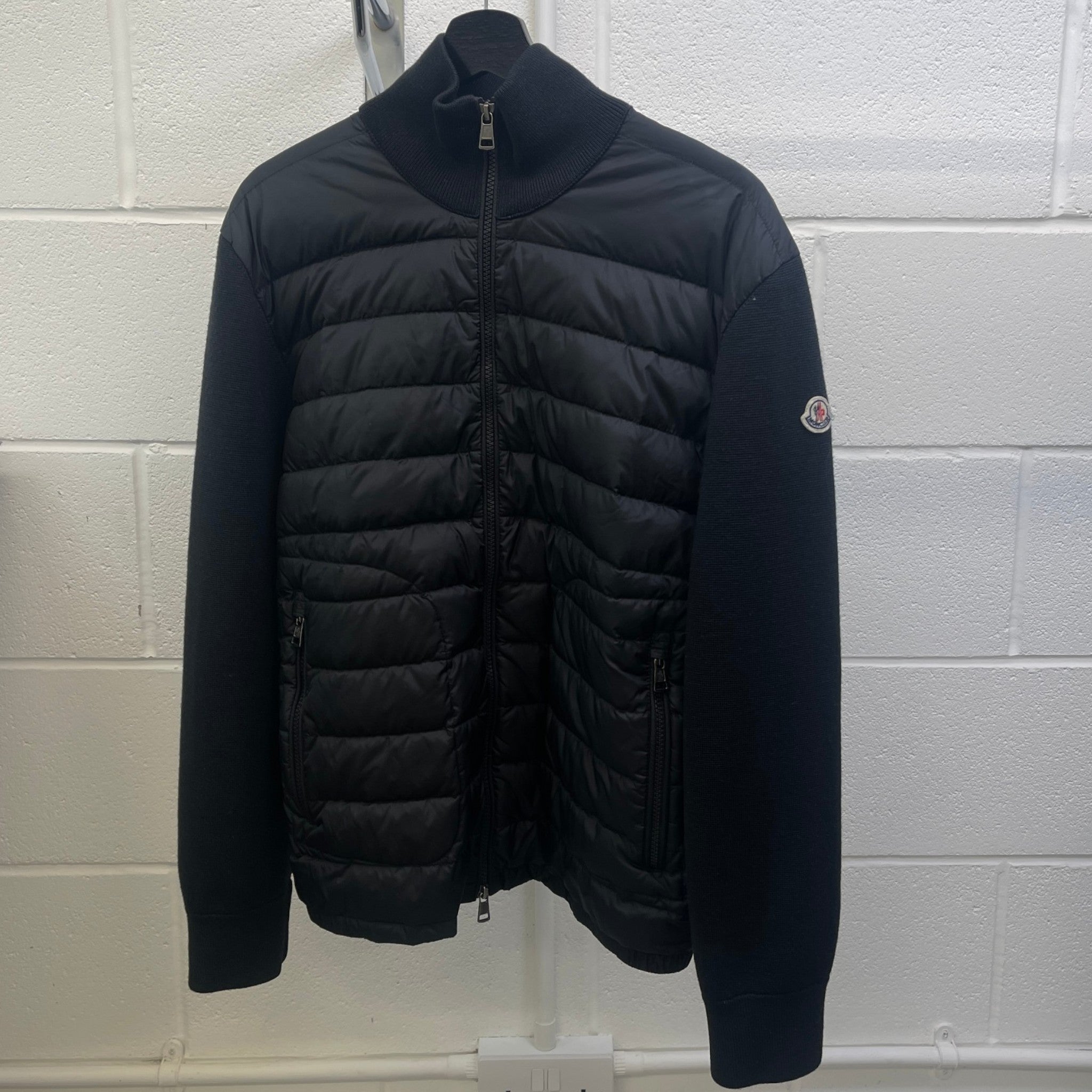 Men's Cardigan Tricot Down Jacket Black Size XXL
