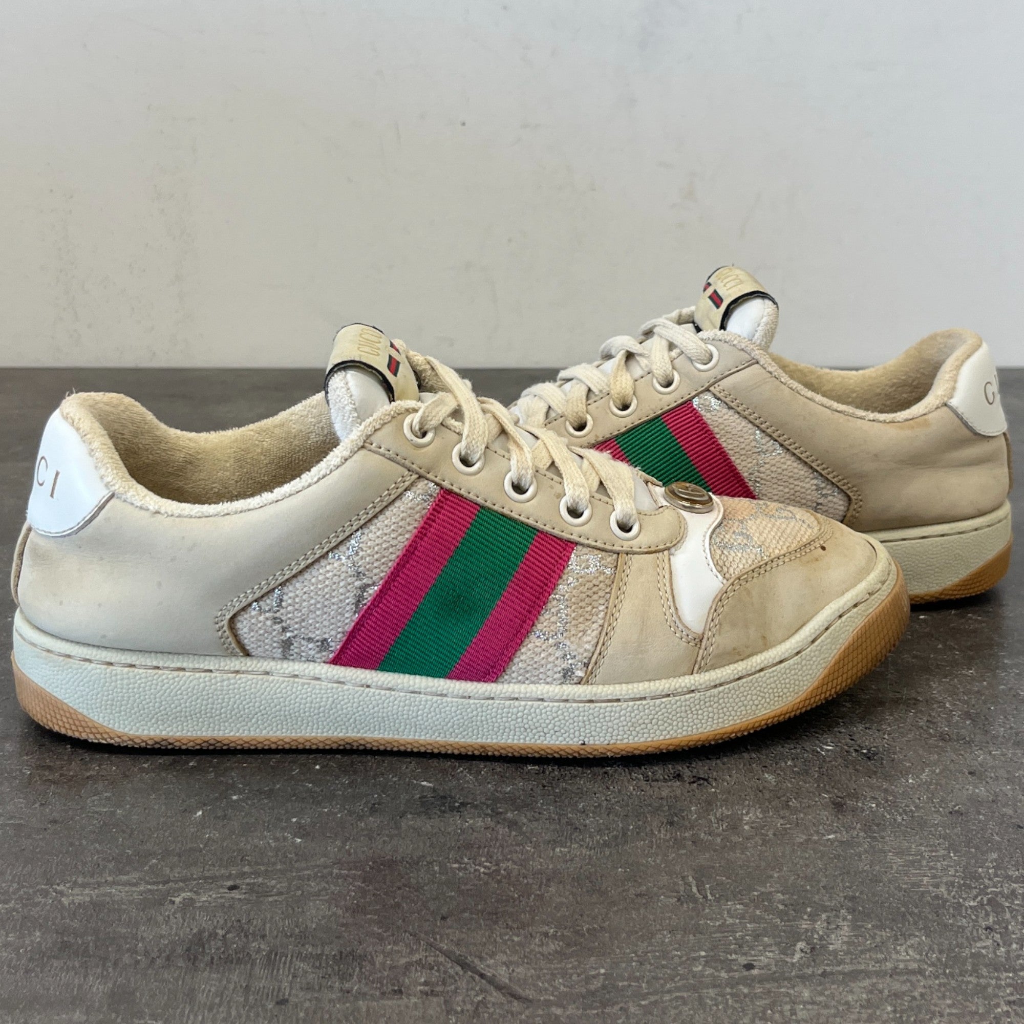 Women's Screener Distressed Low Trainers Beige Size EU 36.5 / UK 3.5