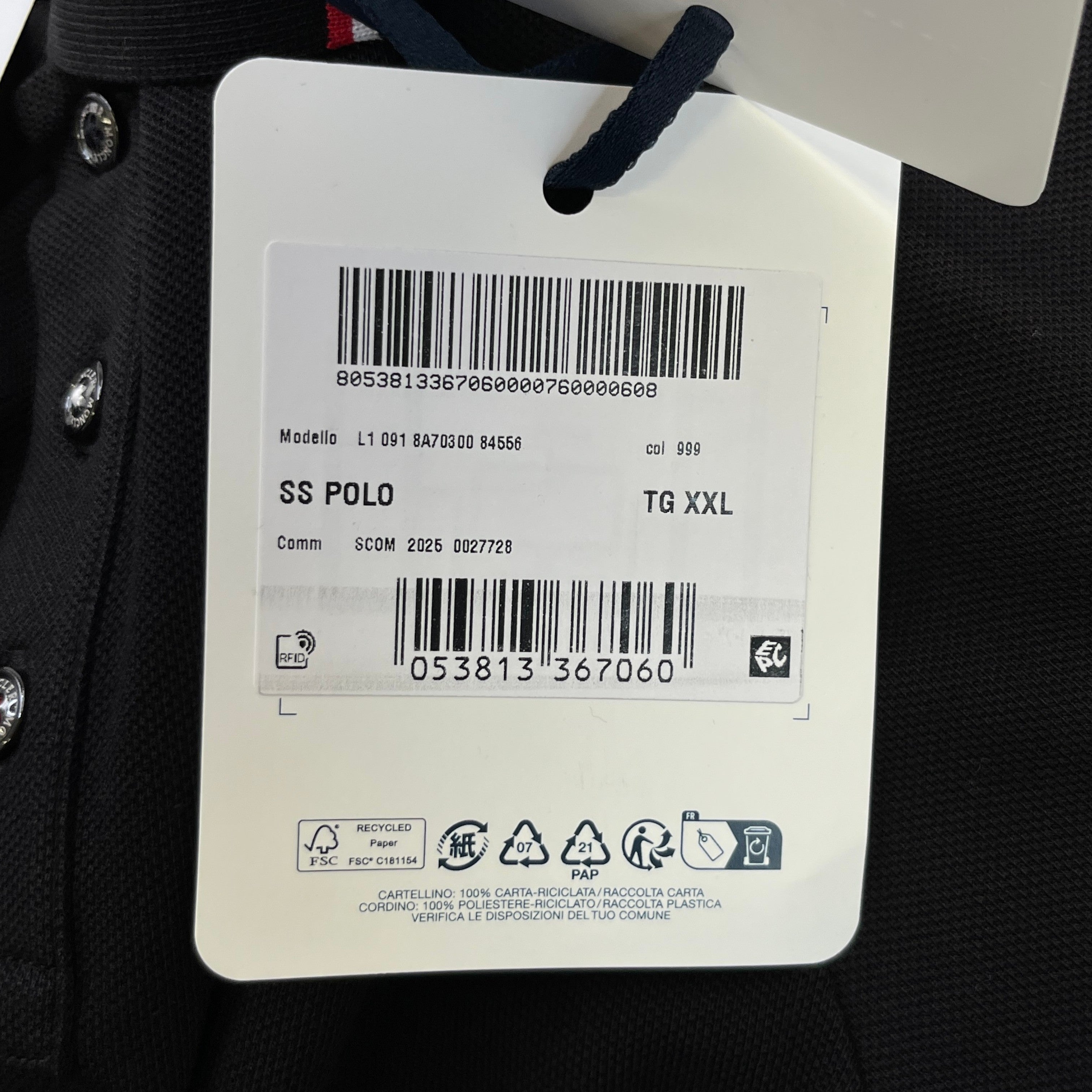 Men's Ss Polo Shirt Black Size XXL