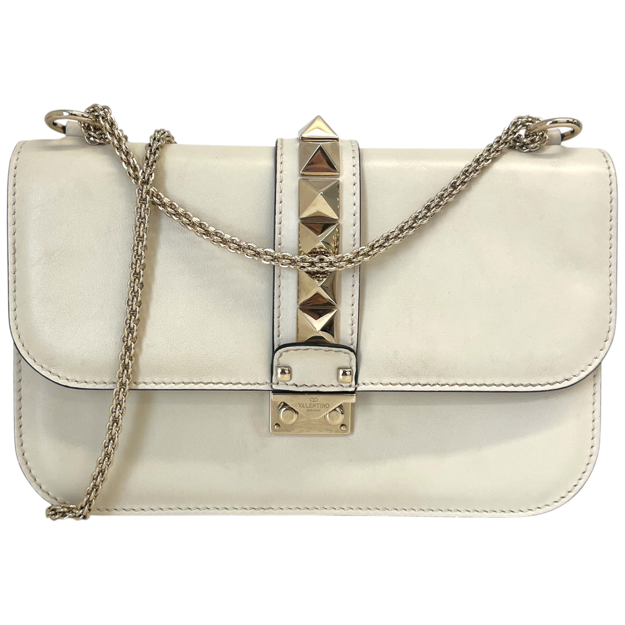 Women's Rockstud Flap Chain Bag Cream