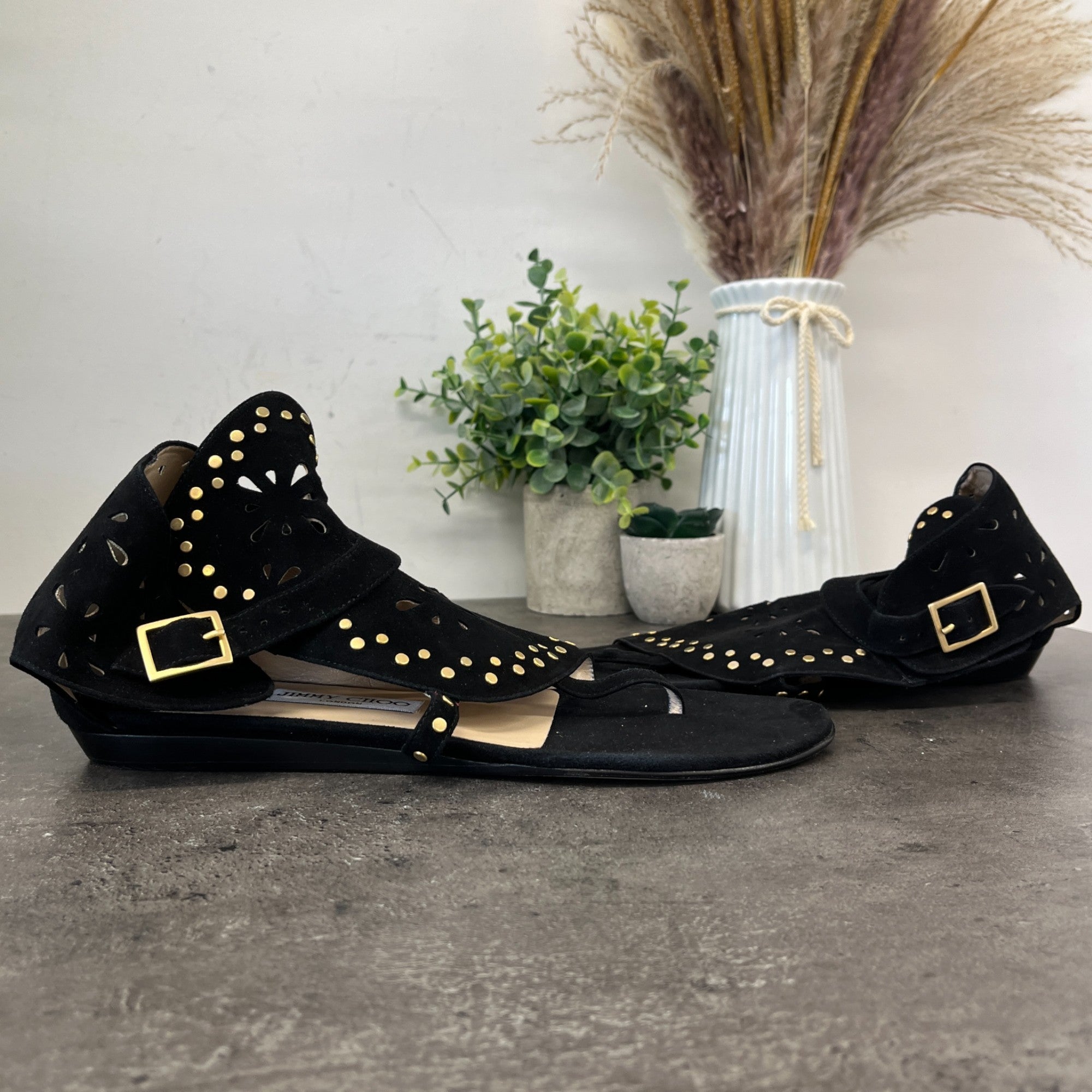 Women's Perforated Sandals Black Size EU 40 / UK 7