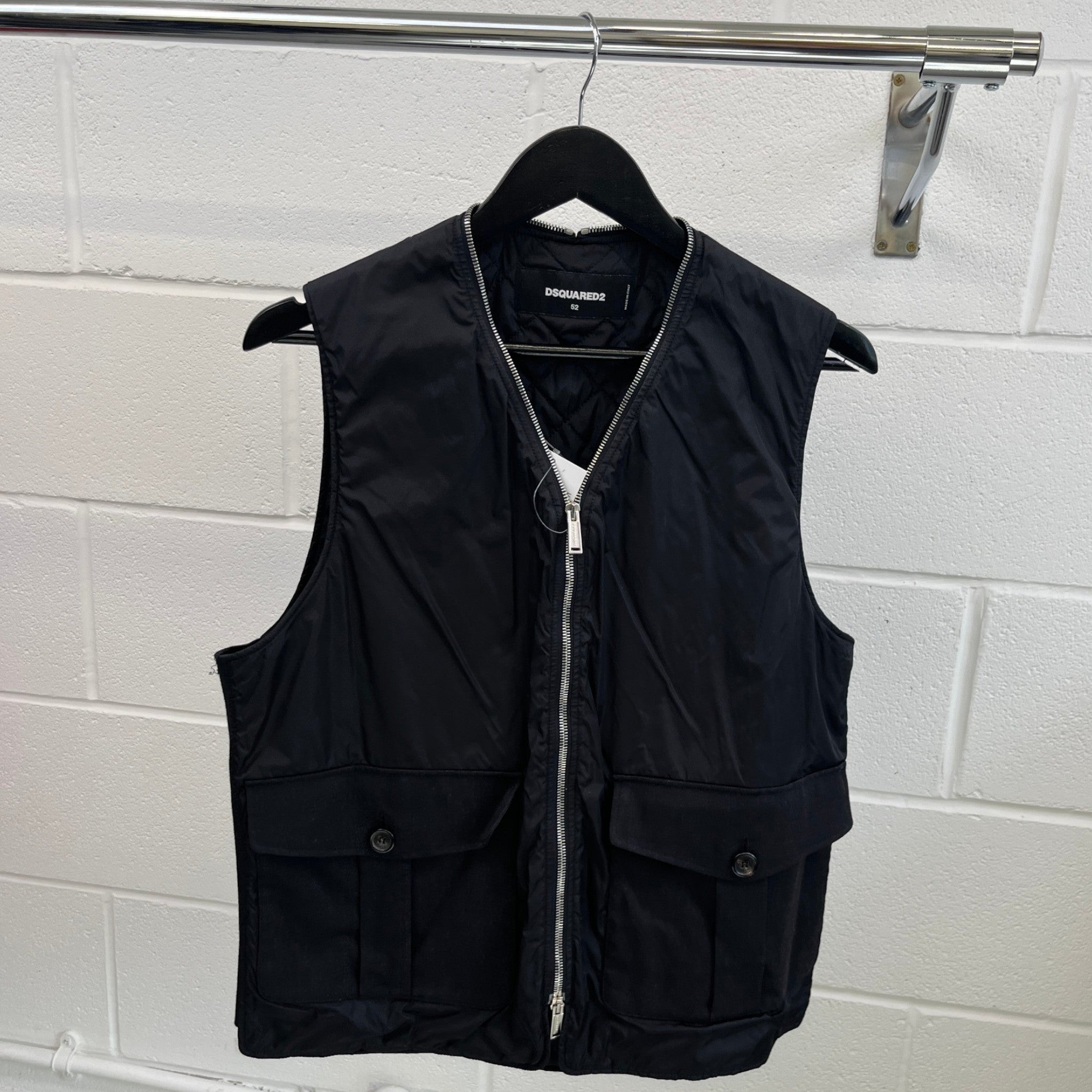 Men's Utility Vest Gilet Black Size IT 52 / XL