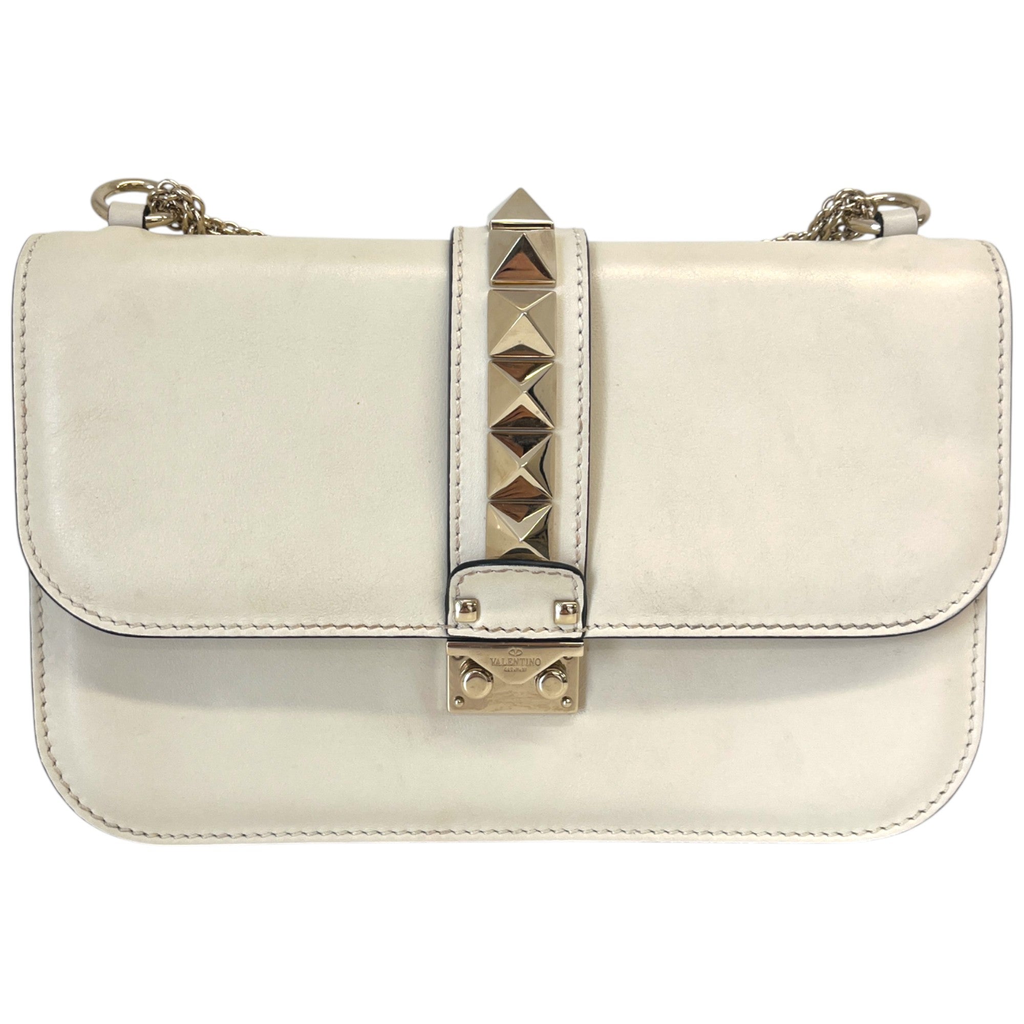Women's Rockstud Flap Chain Bag Cream