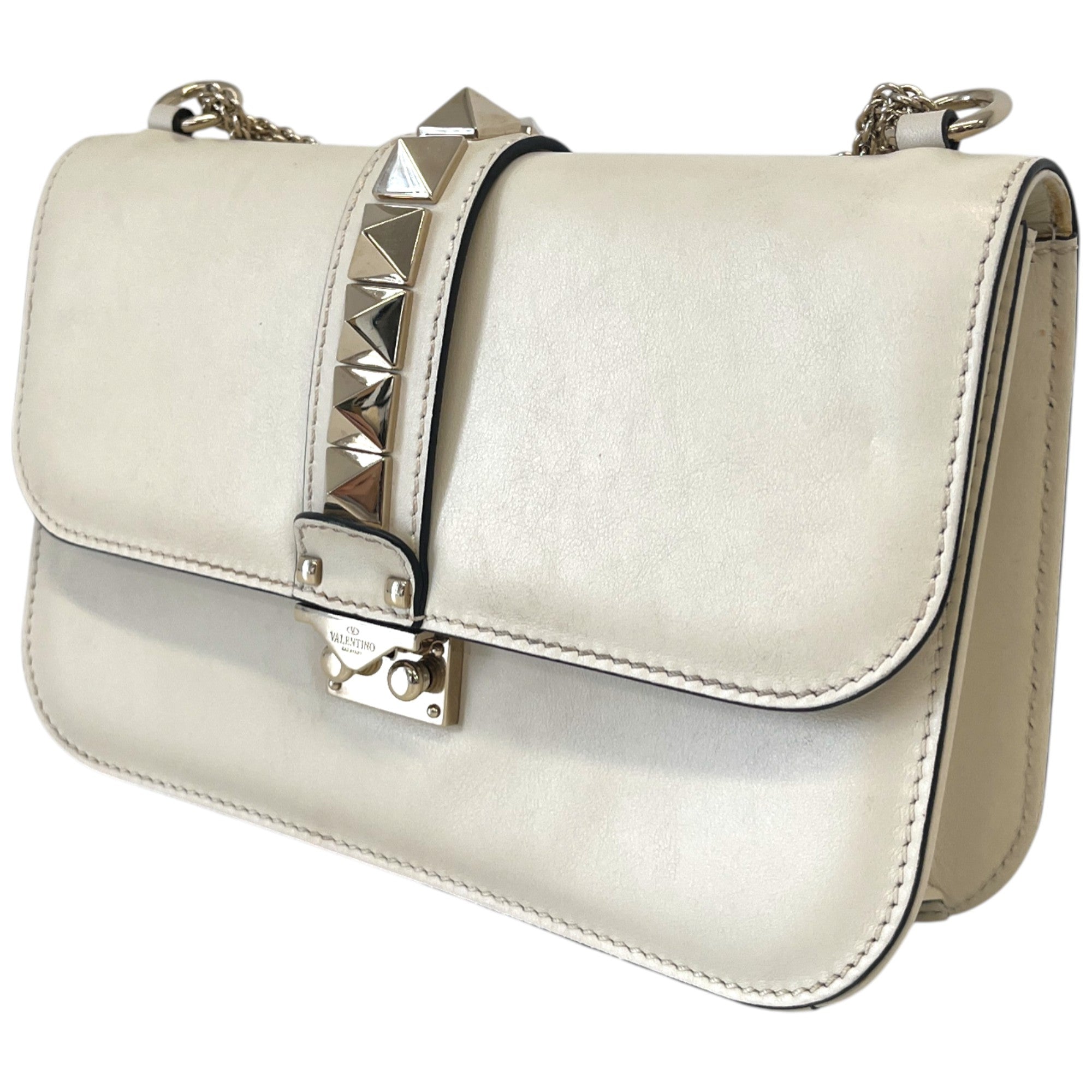Women's Rockstud Flap Chain Bag Cream