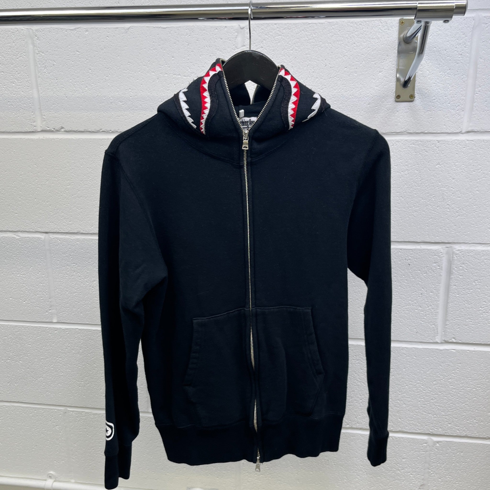 Men's Shark Full Zip Hoodie Black Size S