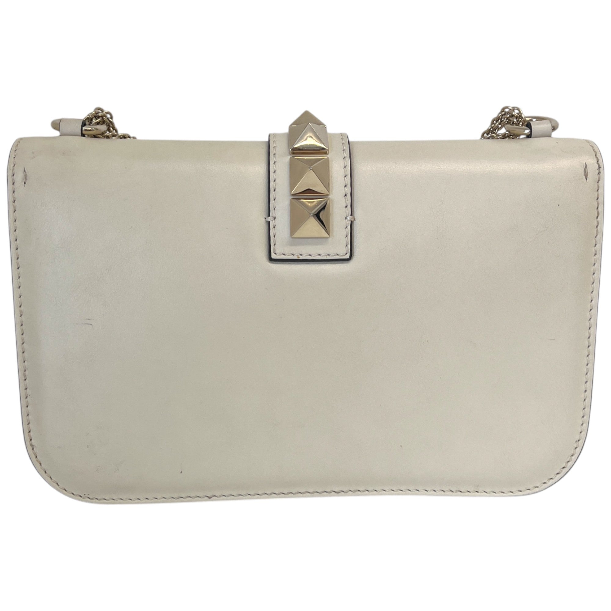 Women's Rockstud Flap Chain Bag Cream