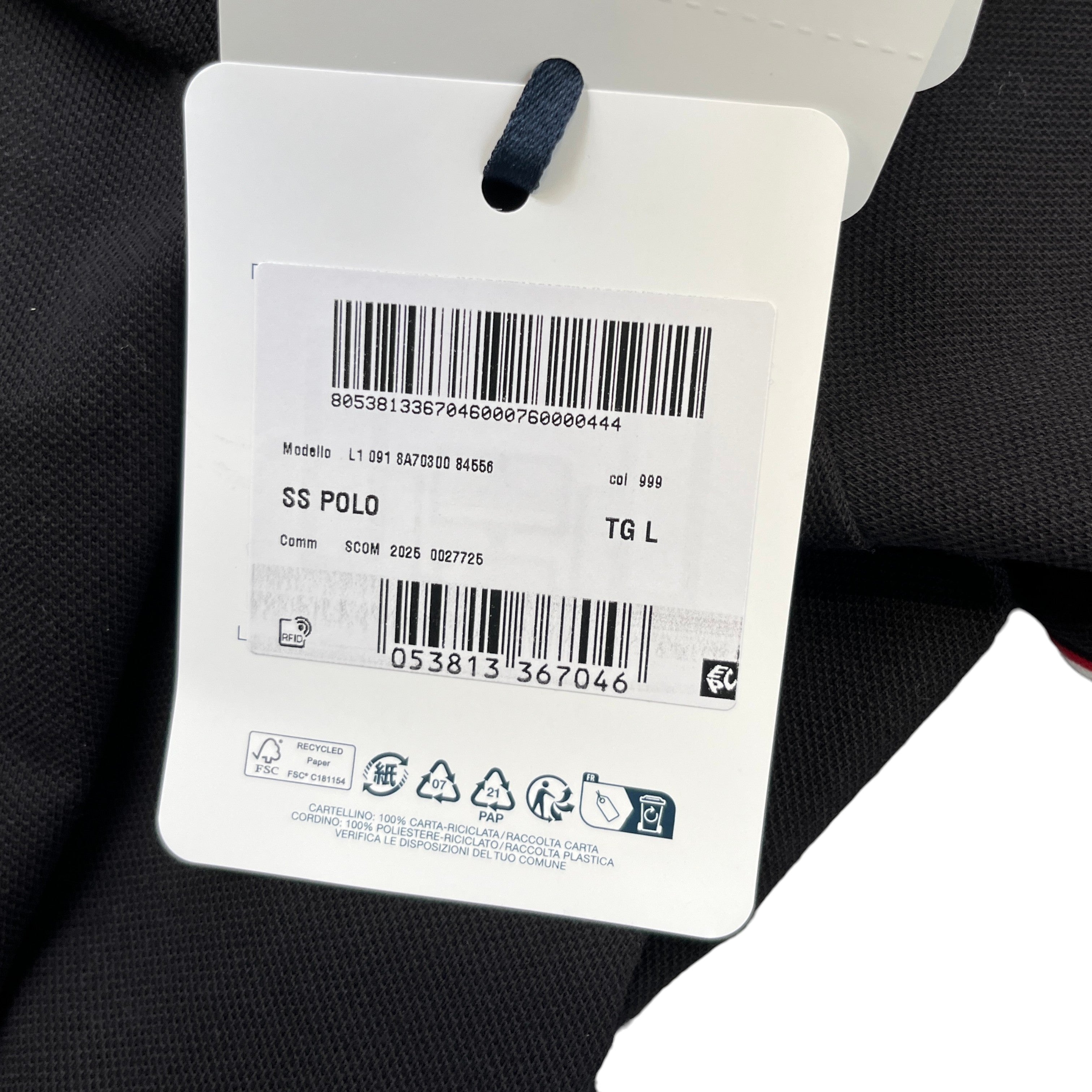 Men's Ss Polo Shirt Black Size L