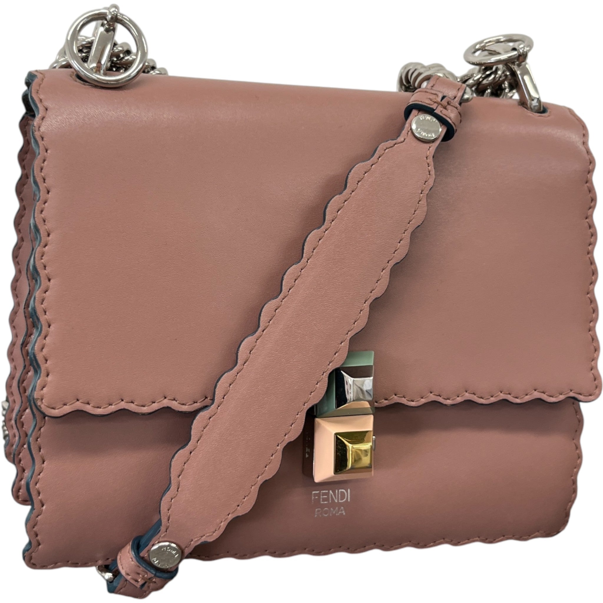 Women's Scalloped Studded Small Kan-I Bag Nude