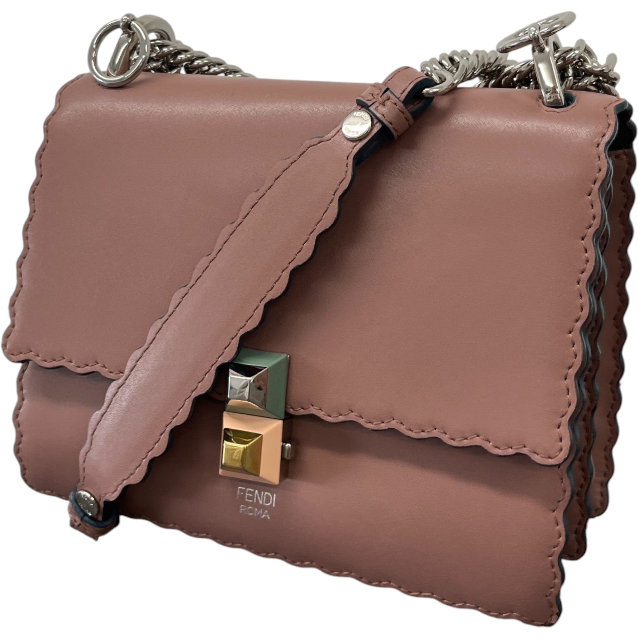 Women's Scalloped Studded Small Kan-I Bag Nude