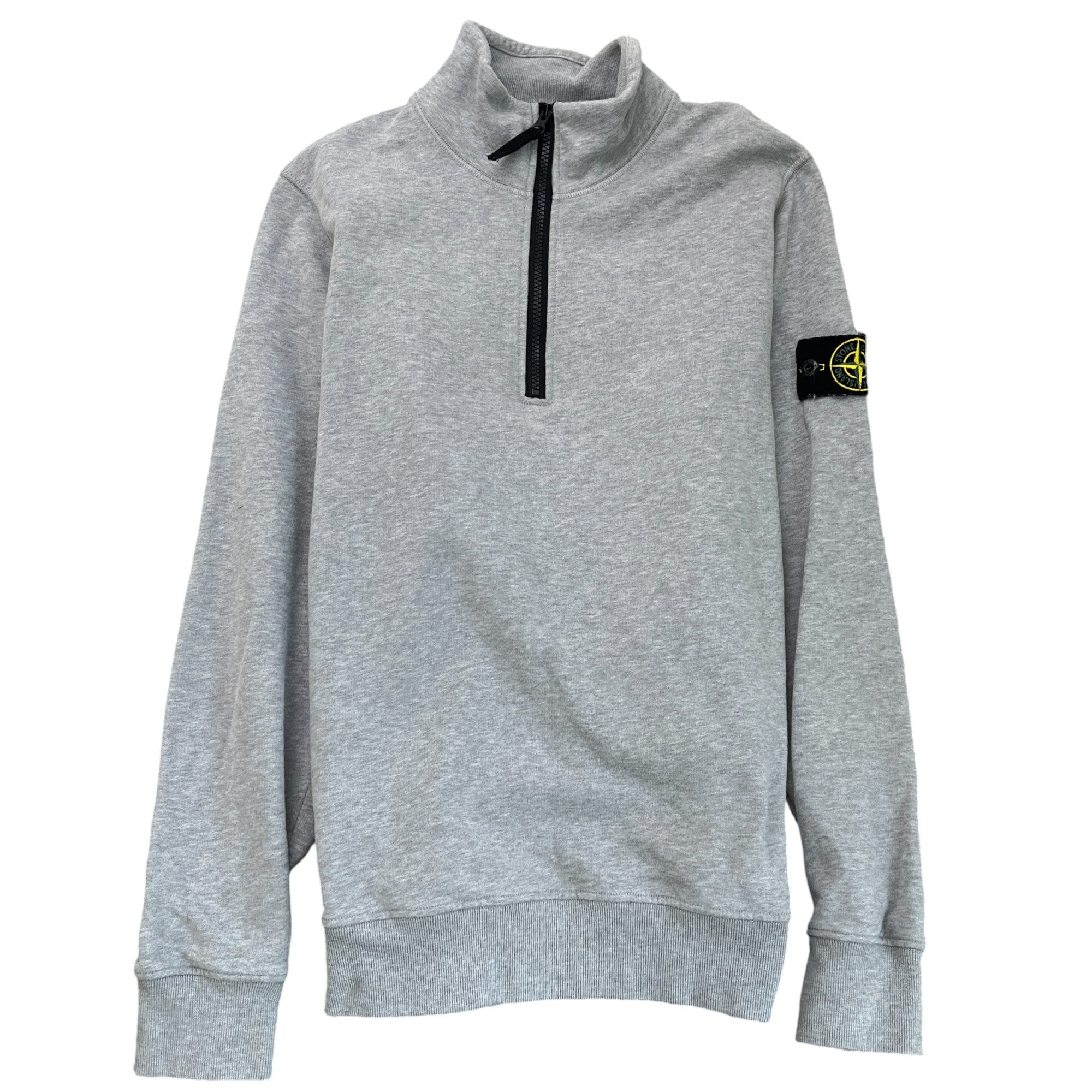 Men's Applique Logo Quarter Zip Sweatshirt Grey Size S