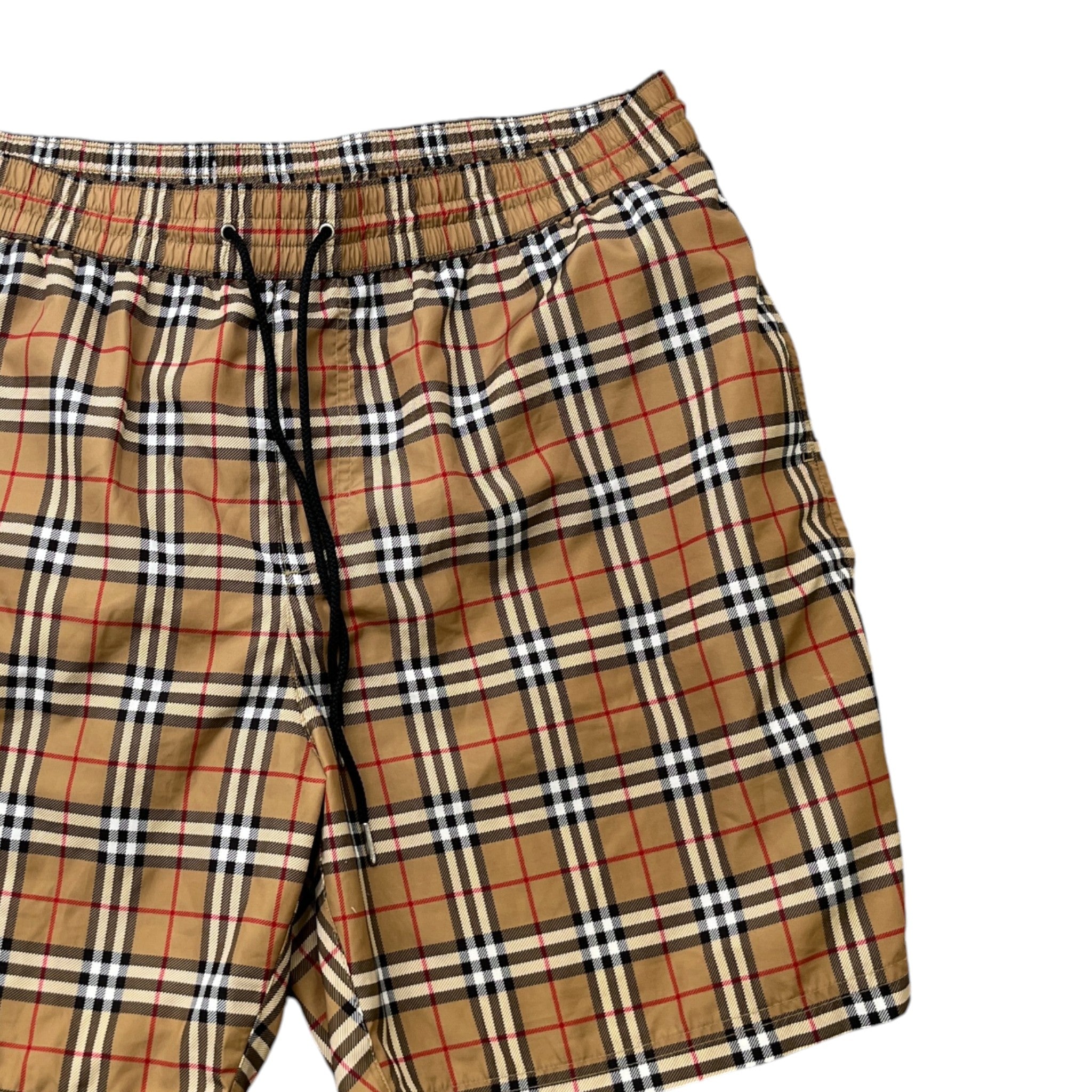 Men's Check Print Swim Shorts Brown Size XL