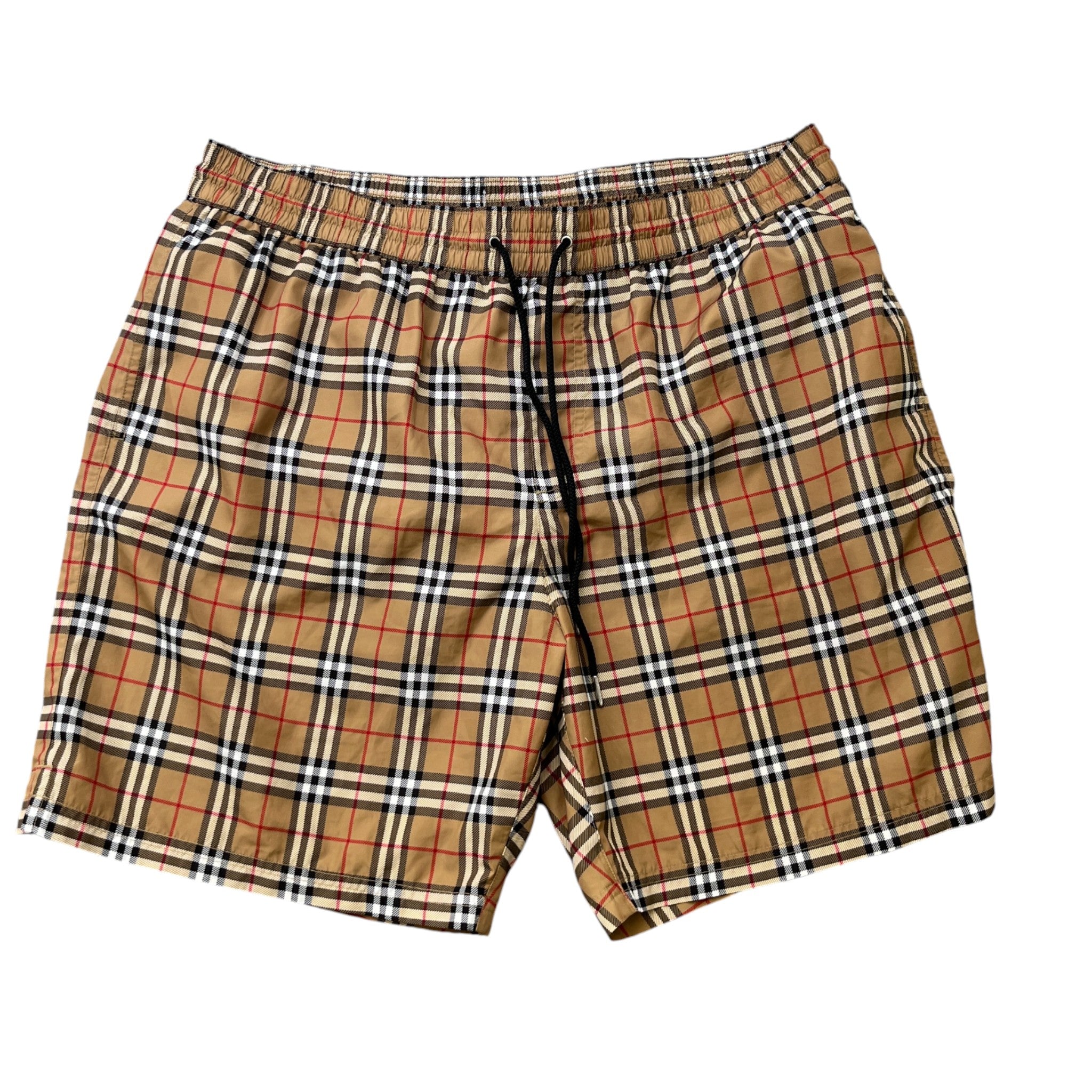Men's Check Print Swim Shorts Brown Size XL