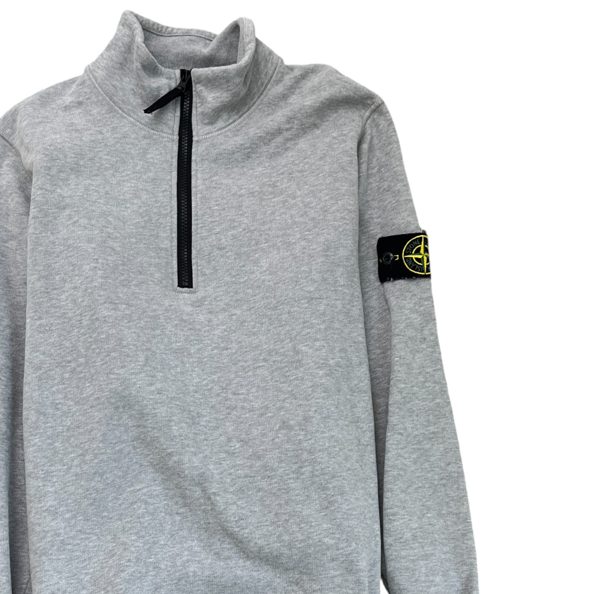 Men's Applique Logo Quarter Zip Sweatshirt Grey Size S