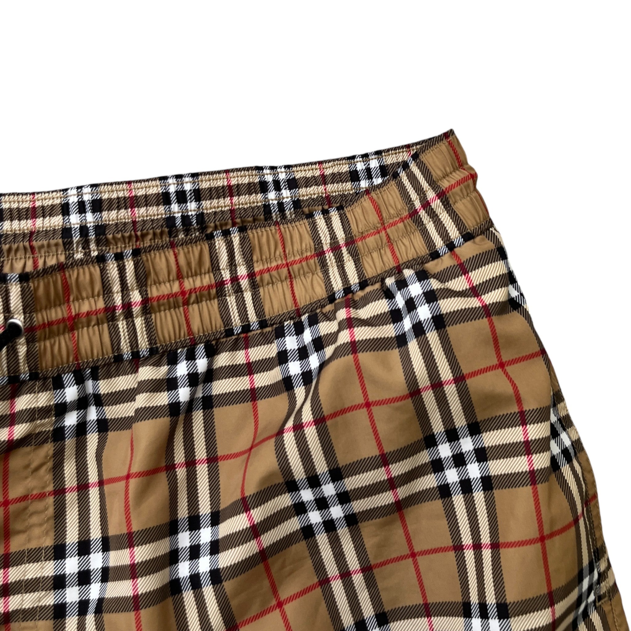 Men's Check Print Swim Shorts Brown Size XL